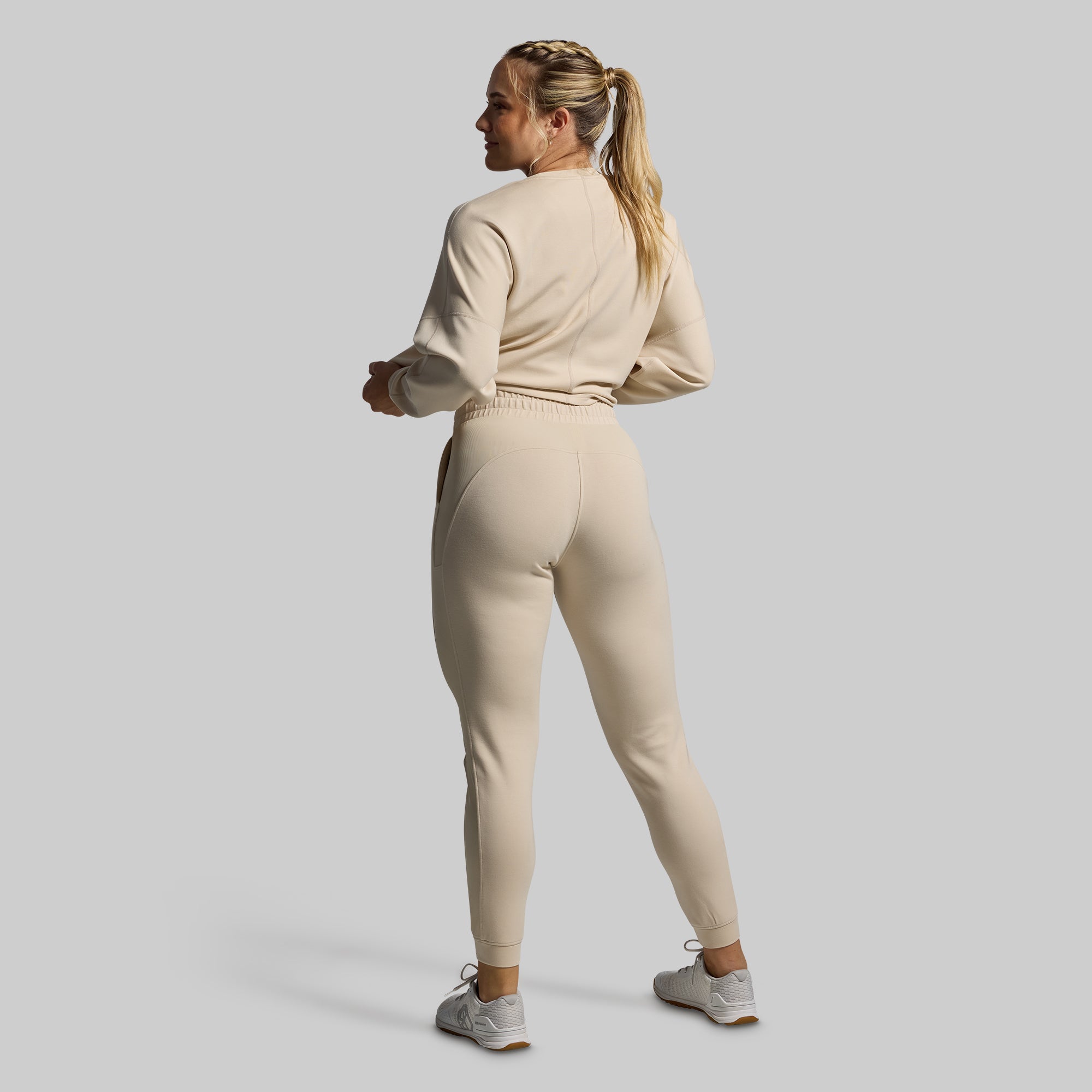 Women's Soft Lounge Lux Jogger Pants - Comfortable Oatmeal Color for Relaxing at Home, Yoga & Casual Wear