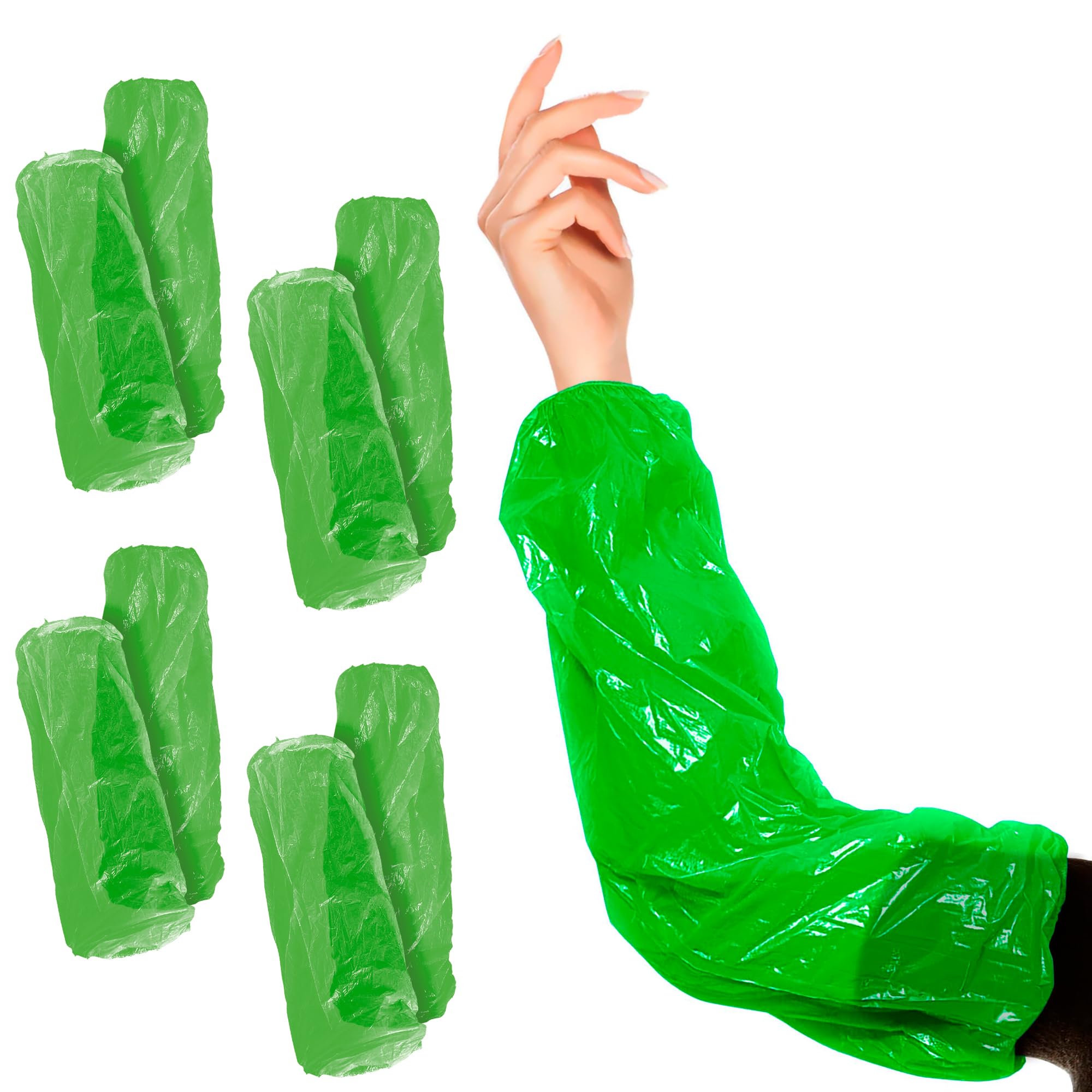 ABC PACK & SUPPLY 18-Inch Green Disposable Arm Sleeve Covers - Pack of 2000 | 1 mil Waterproof Polyethylene Sleeve Protectors with Elastic Ends | Food Service, Medical, Tattoo & Salon Protection