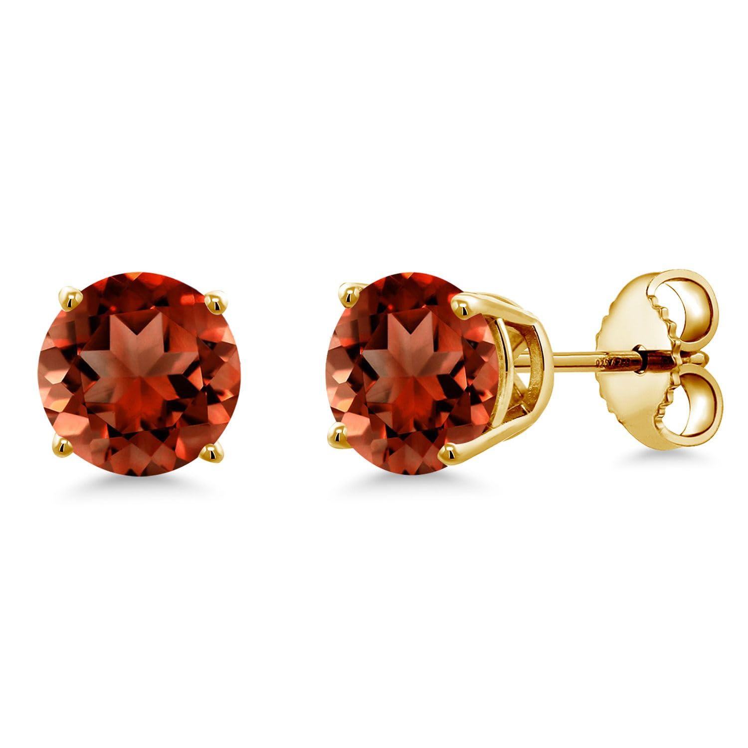 Gem Stone King 18K Yellow Gold Plated Sterling Silver 6MM Round Birthstone Stud Earrings for Women & Men | Perfect Gift for Anniversary, Birthday & Special Occasions