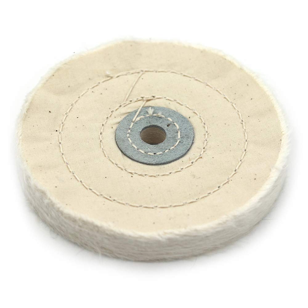 5 Inch White 50-Ply Cloth Buffing Polishing Wheel with 2/5 Inch Arbor - Compatible with Bench Grinders - Perfect for Metal Polishing, Jewelry Finishing & Automotive Detailing
