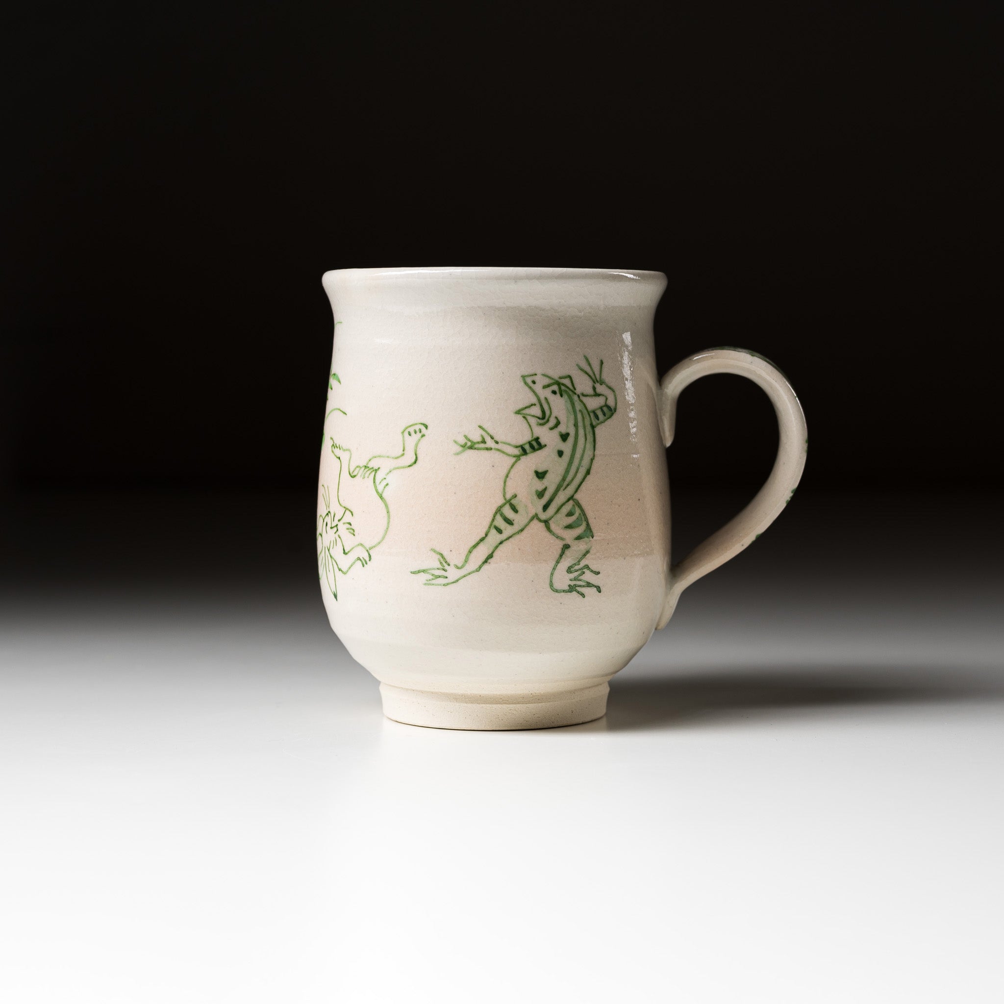 Handmade Kyoto Kiyomizu Ware Ceramic Mug - Gohon Kozanji Green - Authentic Japanese Tea Cup for Matcha, Coffee & Home Decor
