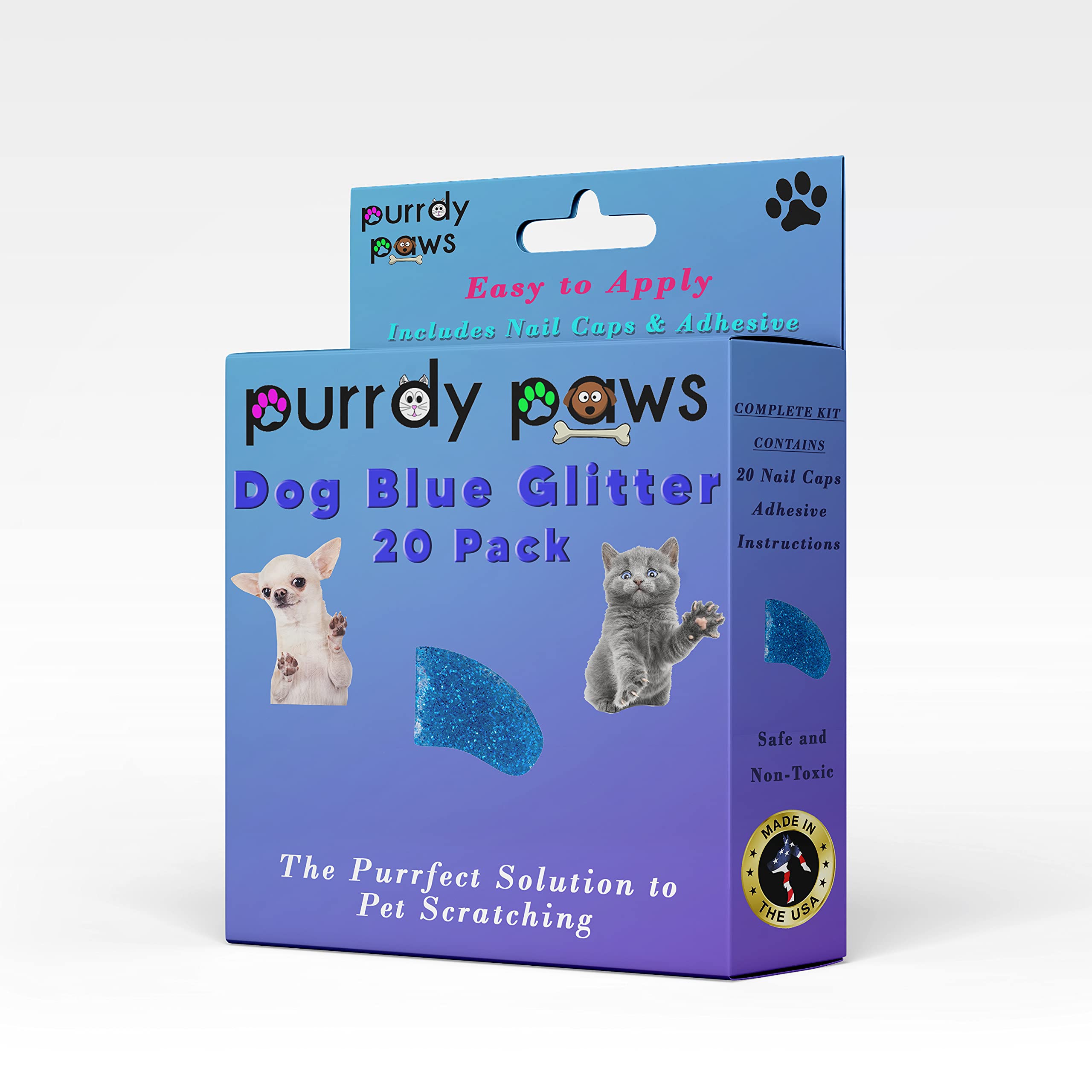 Blue Glitter Soft Nail Caps for Dogs - Jumbo Size Pet Nail Covers to Protect Floors & Furniture - Perfect for Indoor Pets, Grooming, and Puppy Training