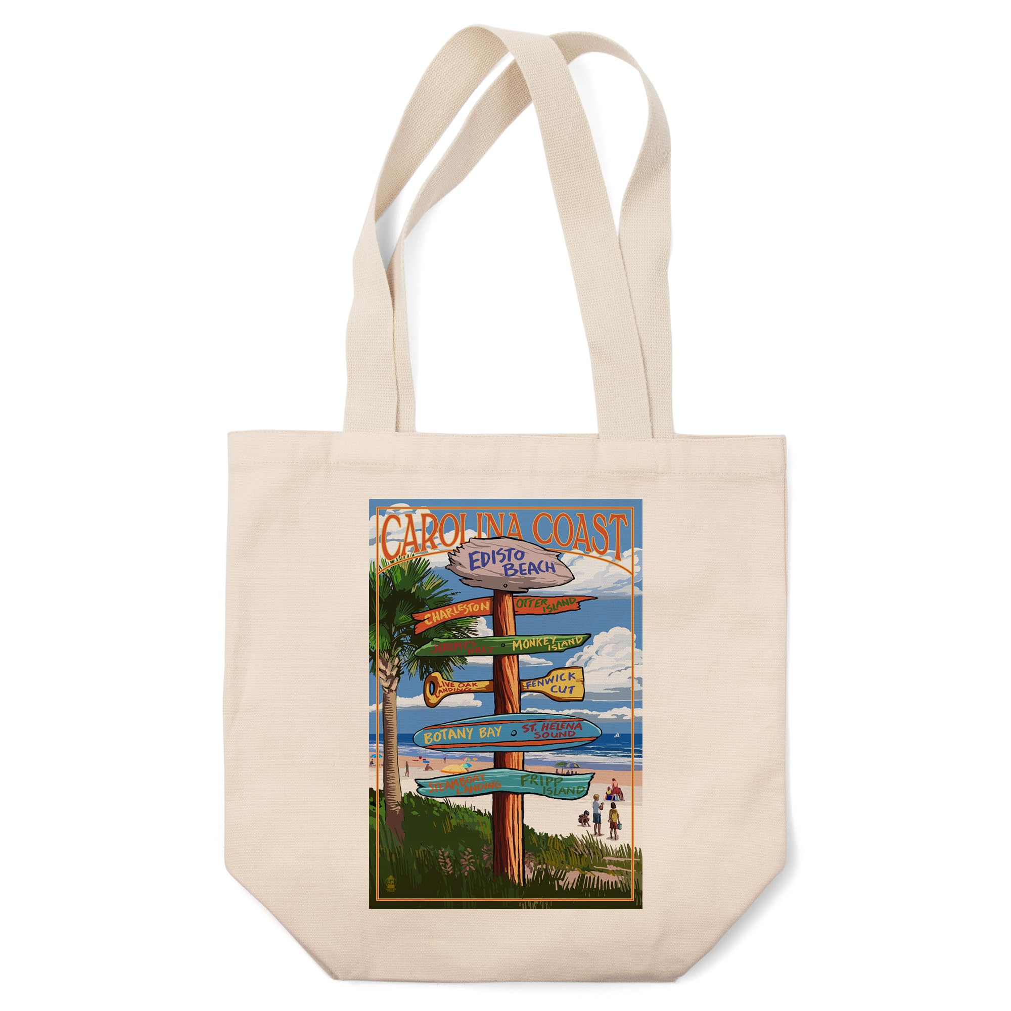 Lantern Press Edisto Beach South Carolina Destinations Sign - 100% Cotton Canvas Reusable Tote Bag for Shopping, Beach Trips & Groceries