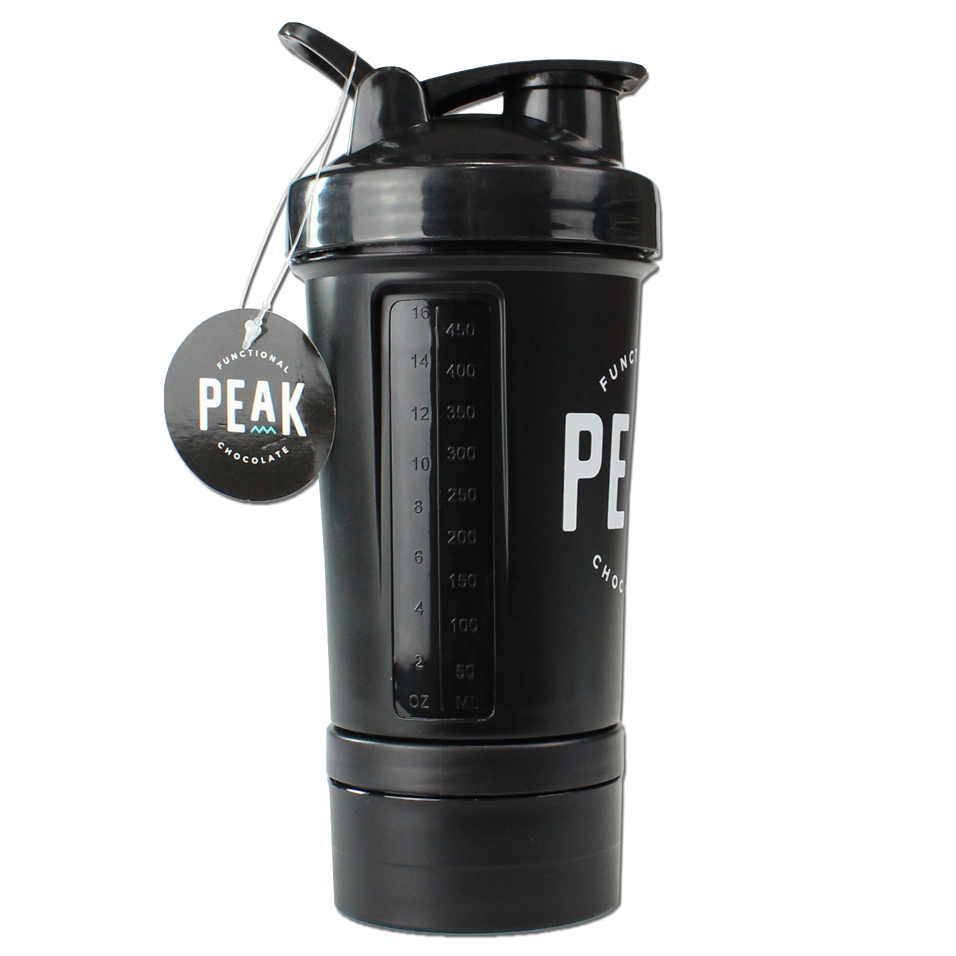 Peak Multi Shaker Bottle - 24oz Protein Shaker with Storage Lid & Mixing Ball - Perfect for Gym, Workouts & Meal Prep
