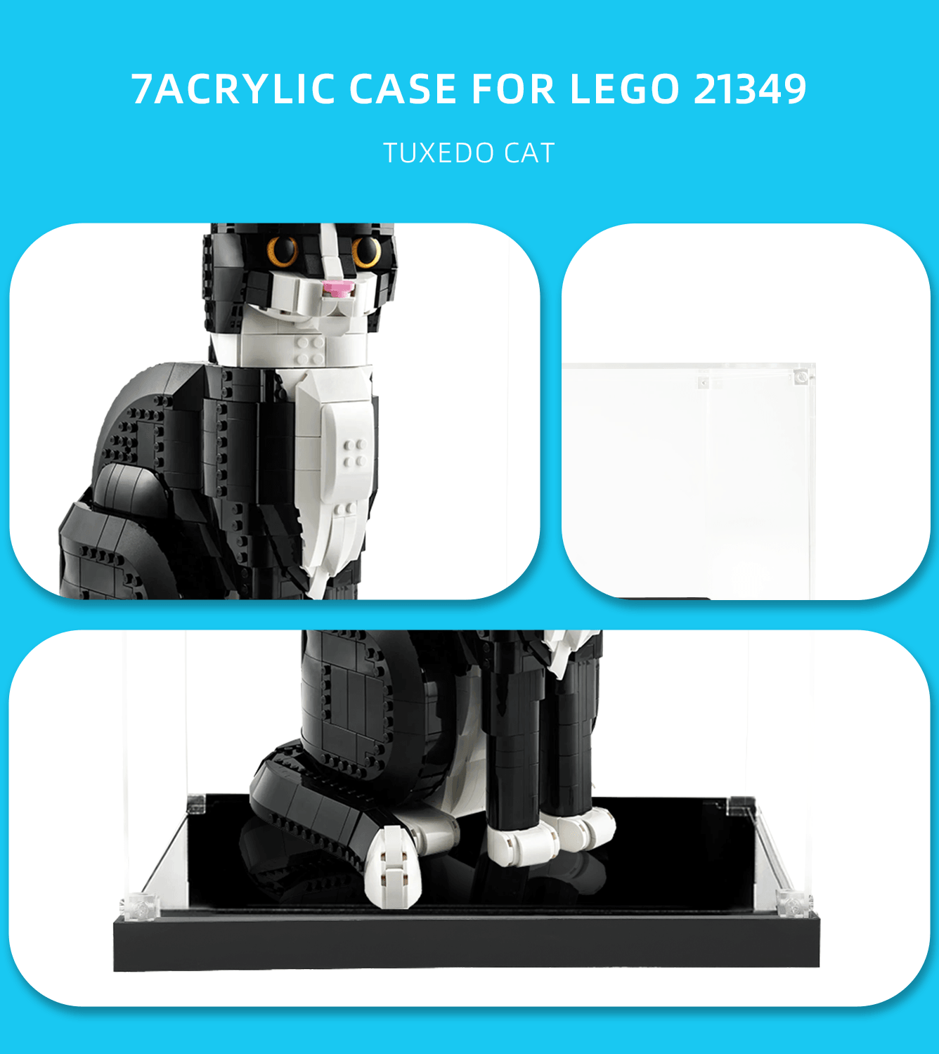 LEGO Tuxedo Cat 21349 Display Case - Clear Protective Showcase for LEGO Collectibles | Perfect for Home Decor, Office Display & Gift Presentation