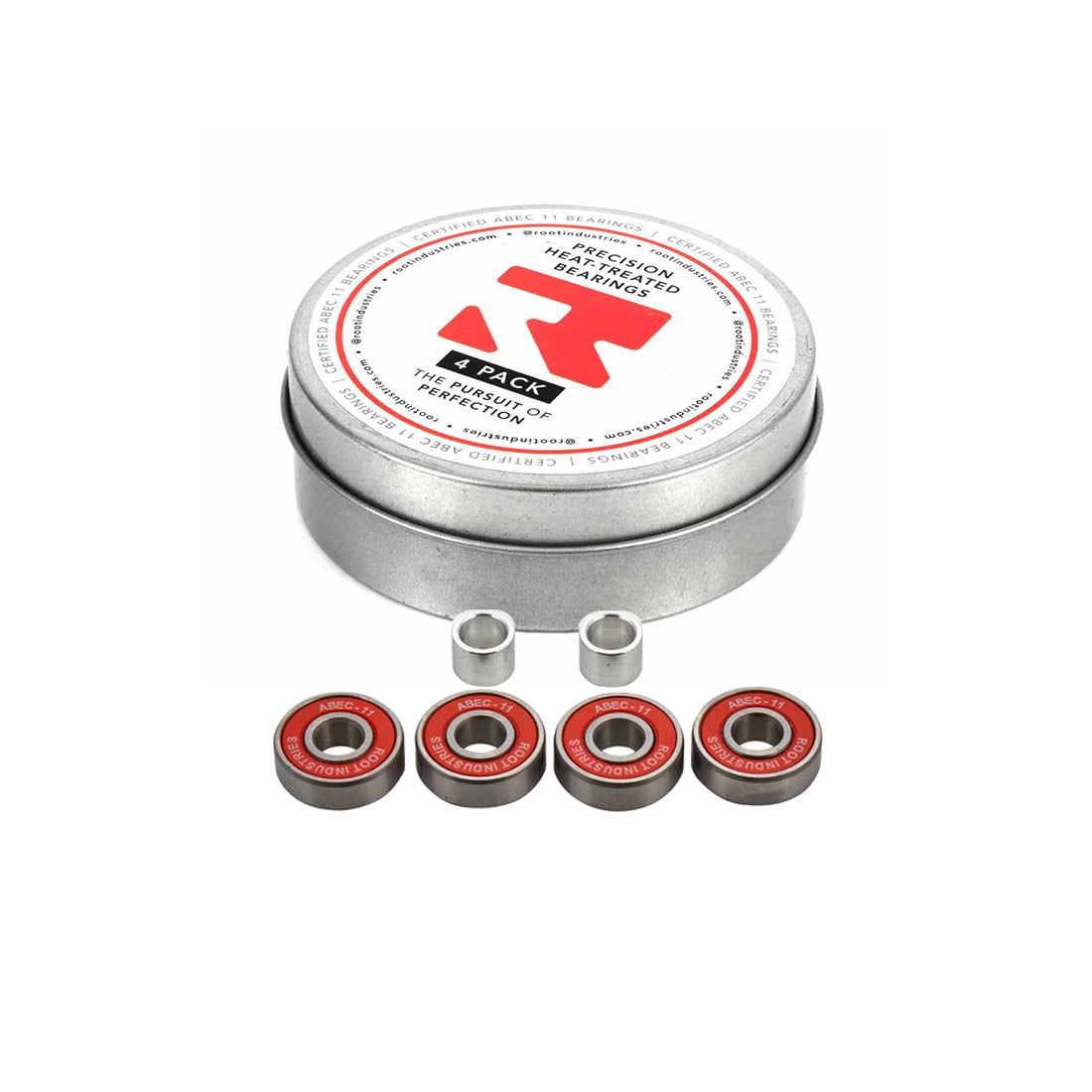 Root Industries ABEC 11 Bearings 4 Pack - High Speed Skateboard & Longboard Bearings for Smooth Ride - Perfect for Street Skating, Downhill & Cruising
