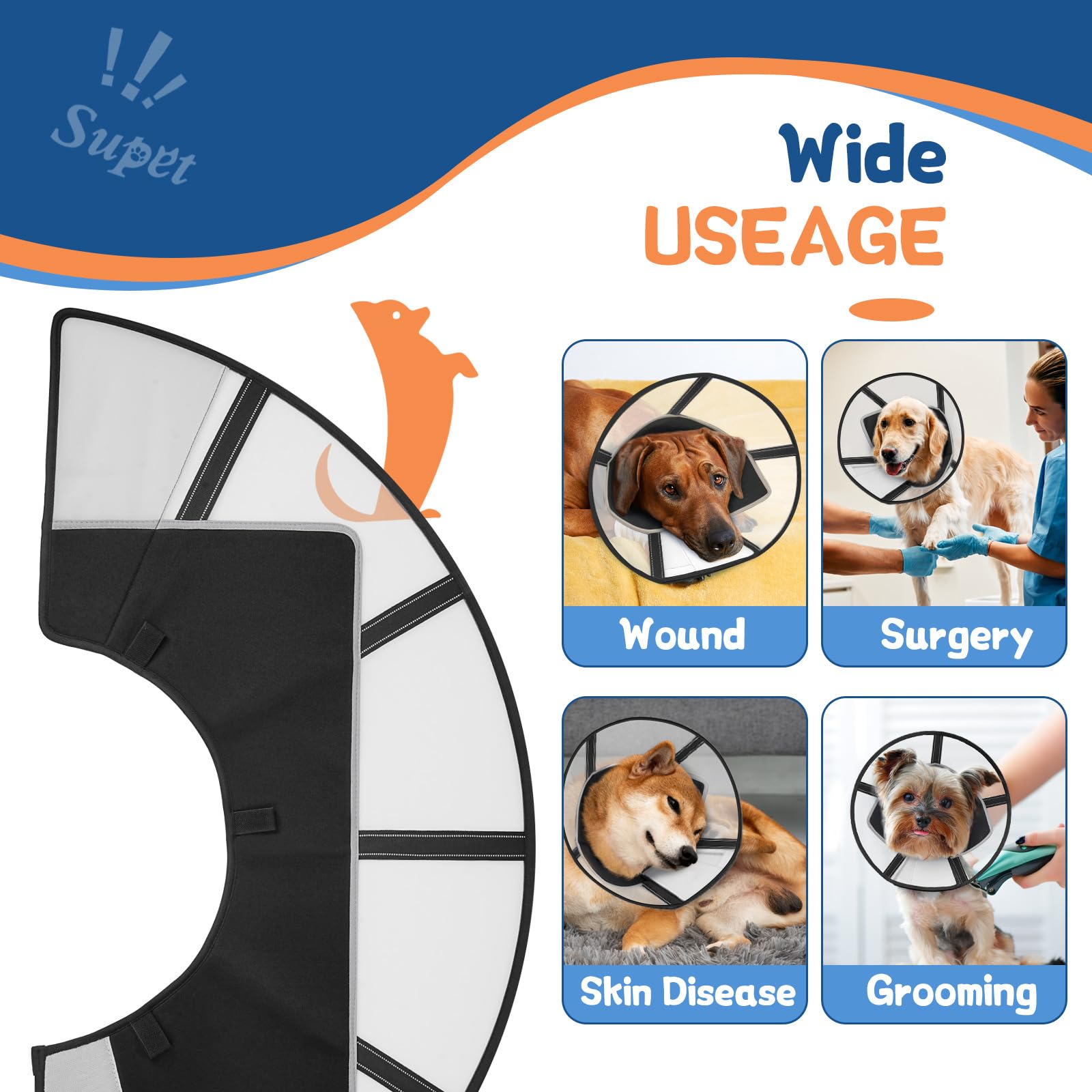 Soft Adjustable Dog Cone Collar for Small Dogs - Post-Surgery Recovery E-Collar to Prevent Licking | Comfortable Elizabethan Collar Alternative | Perfect for Pets After Spay/Neuter Surgery or Wound Healing (XS)