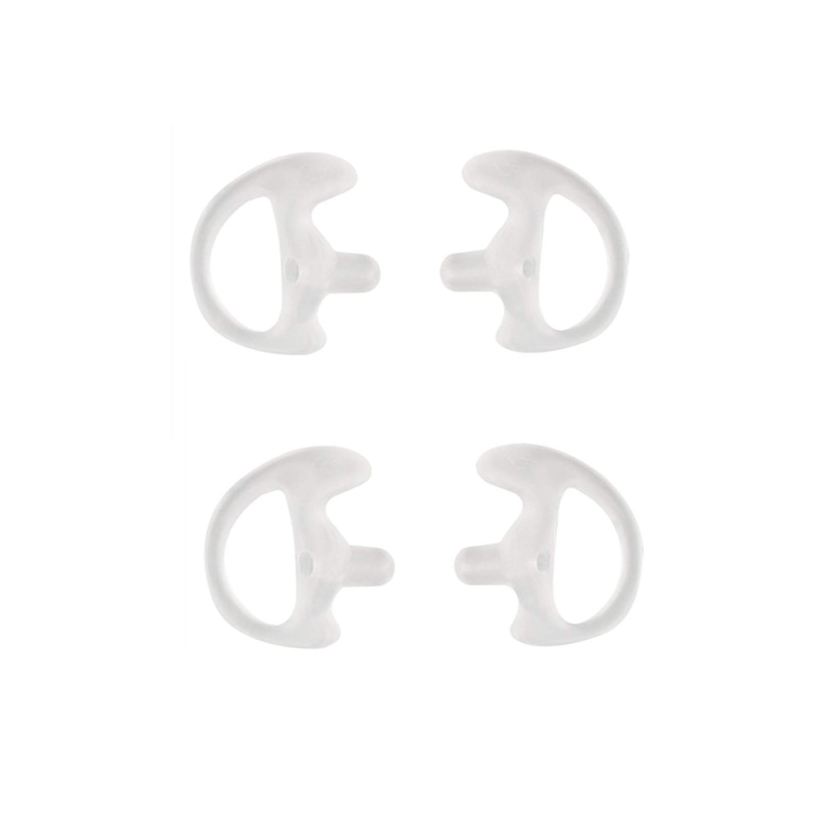 Soft Silicone Two-Way Radio Ear Mold Replacement for Acoustic Coil Tube Earpiece - Transparent (2 Pair Large) - Comfortable Noise Isolation for Security, Construction & Outdoor Communication