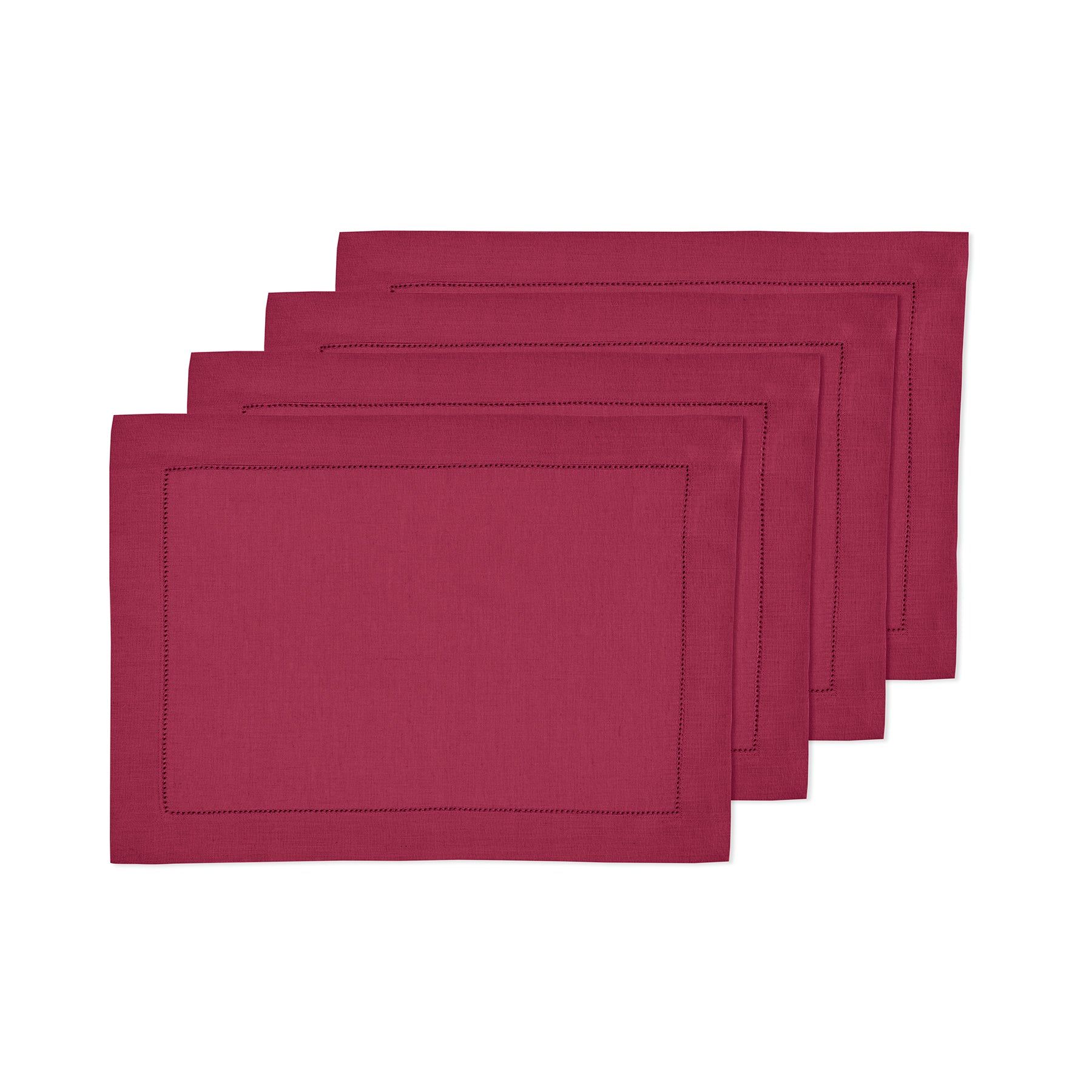 Elegant Classic Hemstitch Placemats Set of 4 - Premium Linen Table Mats for Dining Room Decor - Perfect for Thanksgiving, Christmas Dinner & Formal Entertaining