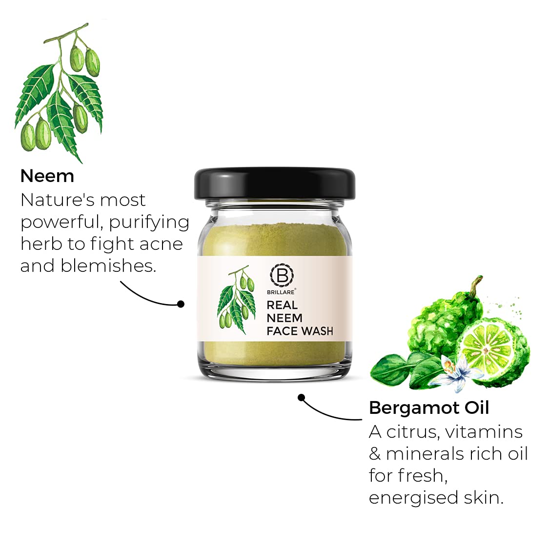 Brillare Rose & Neem Face Wash Combo - Anti-Aging & Acne Treatment with Sandalwood, Coconut & Bergamot - Hydrating & Clarifying Facial Cleanser for Glowing Skin (15g x 2) - Perfect for Morning & Night Skincare Routine