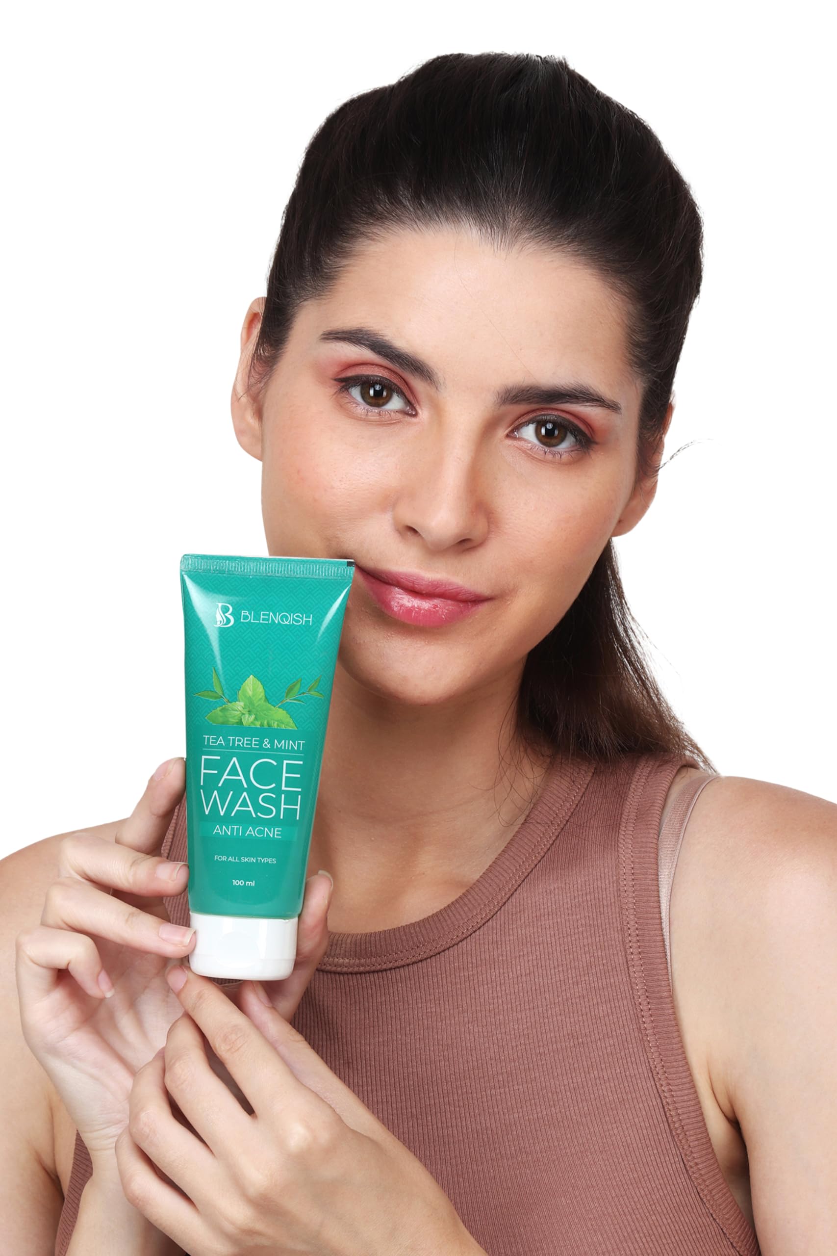 BLENQISH Tea Tree Mint Aloe Vera Face Wash for Acne - Pimple & Blemish Control Cleanser, 100ml - Gentle Daily Facial Cleanser for Oily & Sensitive Skin - Perfect for Morning & Night Skincare Routine