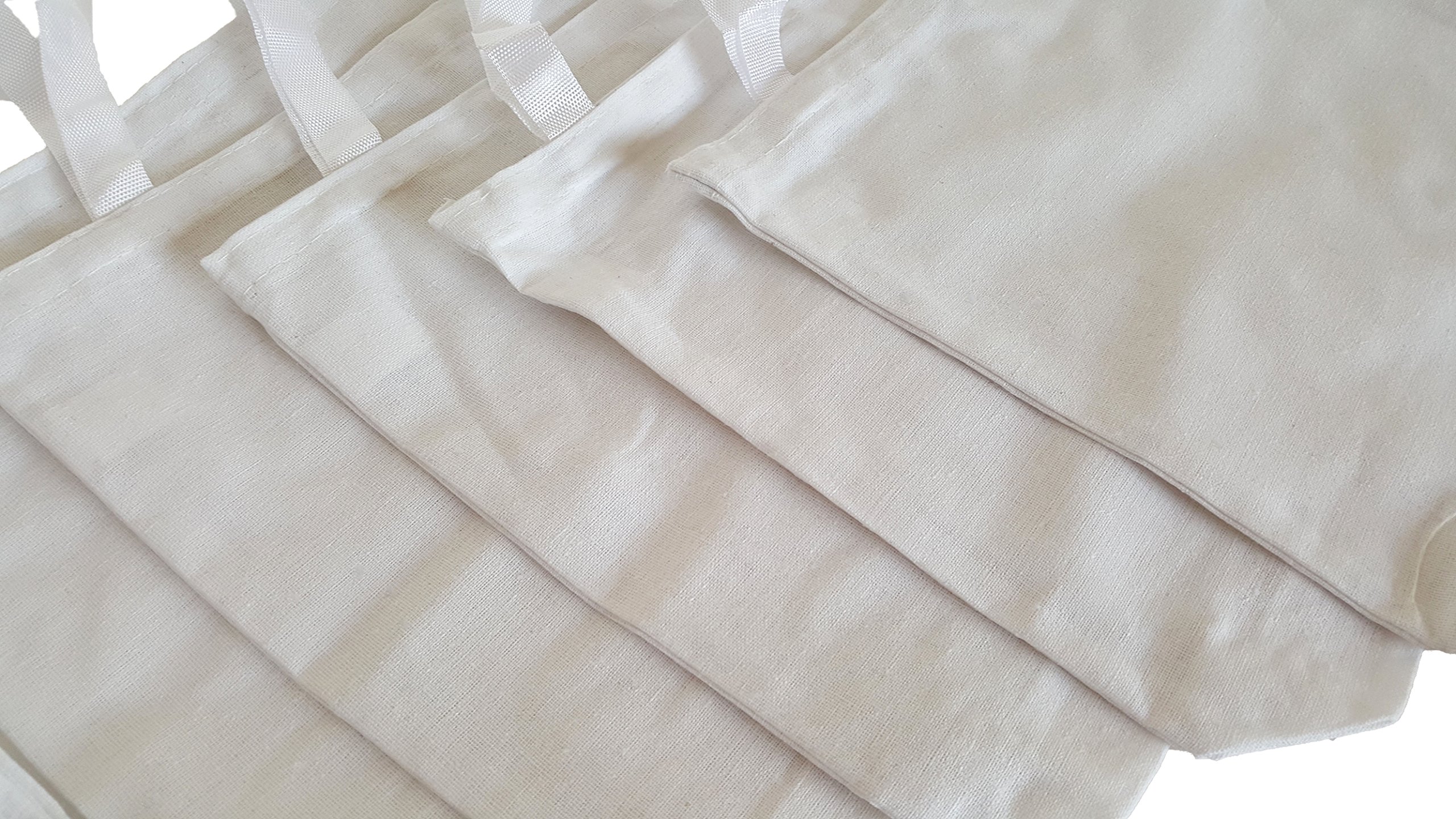 Eco-Friendly White Cotton Tote Bags - Reusable Grocery Shopping Bags, Party Favor Bags, Travel Storage Bags for Beach, Picnic & Daily Use