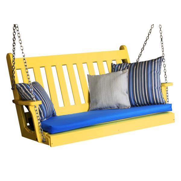 Poly Traditional English Porch Swing - Heavy Duty Outdoor Hanging Bench for Garden, Patio, Deck - Weather Resistant & Comfortable for Relaxing