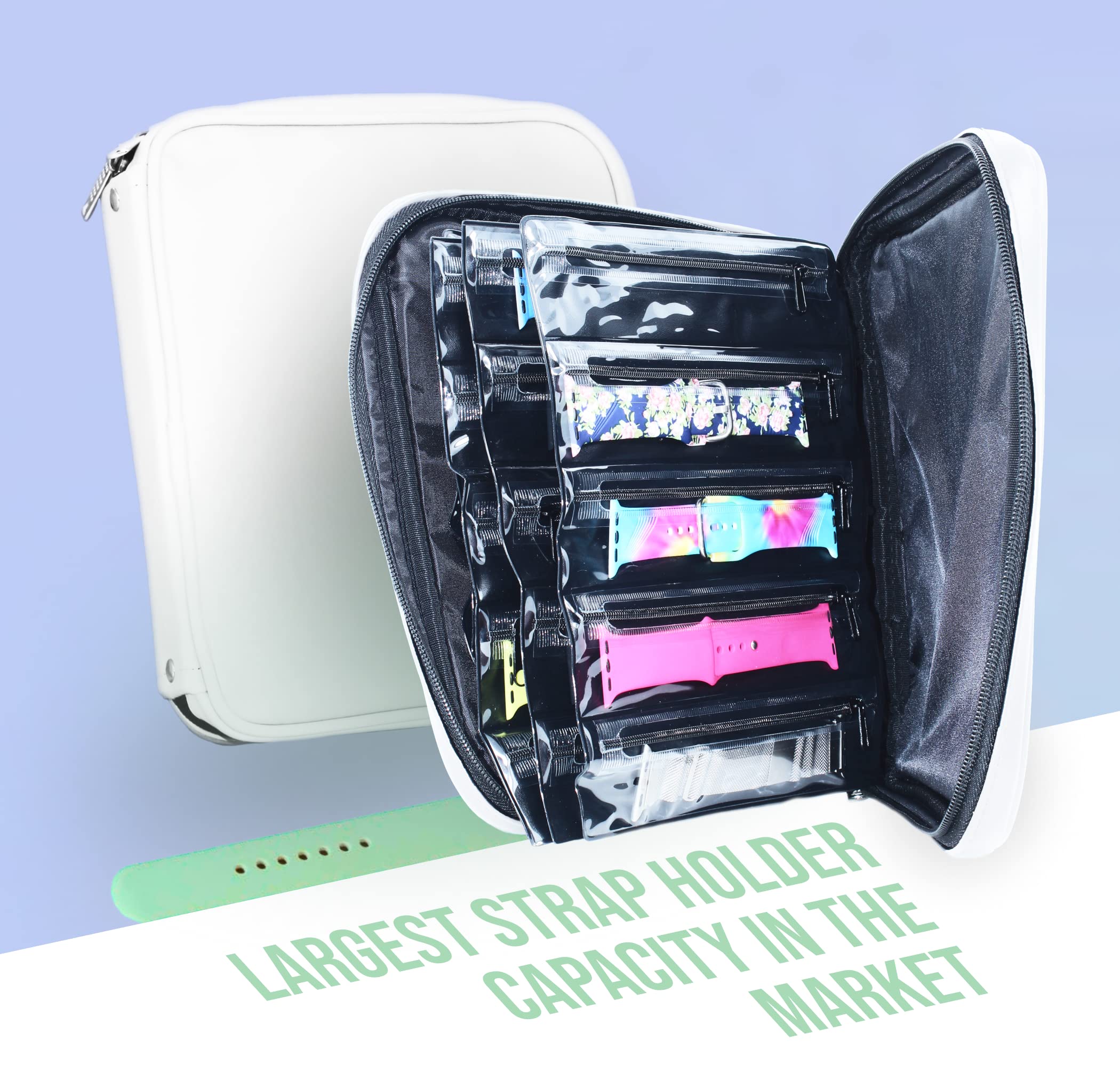 Skywin Apple Watch Band Holder Organizer - Premium Storage Case with Zippered Compartment Sleeves for Multiple Watch Bands | Perfect for Travel, Home Organization & Watch Collection Display