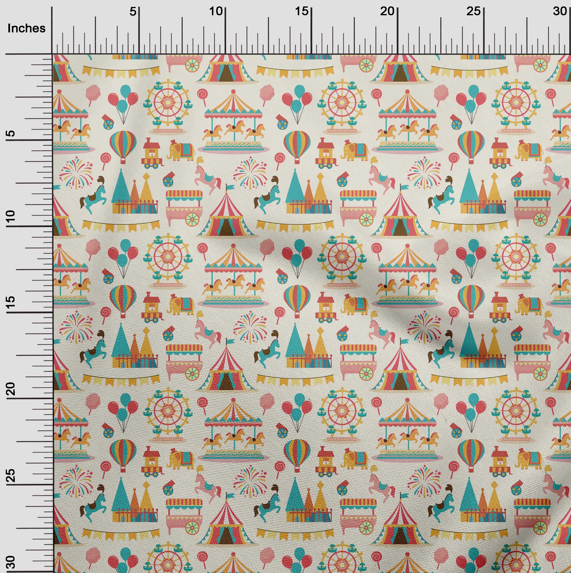 oneOone Polyester Spandex Light Beige Fabric - 56 Inch Wide Printed Material for Circus DIY Clothing, Quilting & Costume Making - Perfect for Dancewear, Craft Projects & Home Decor