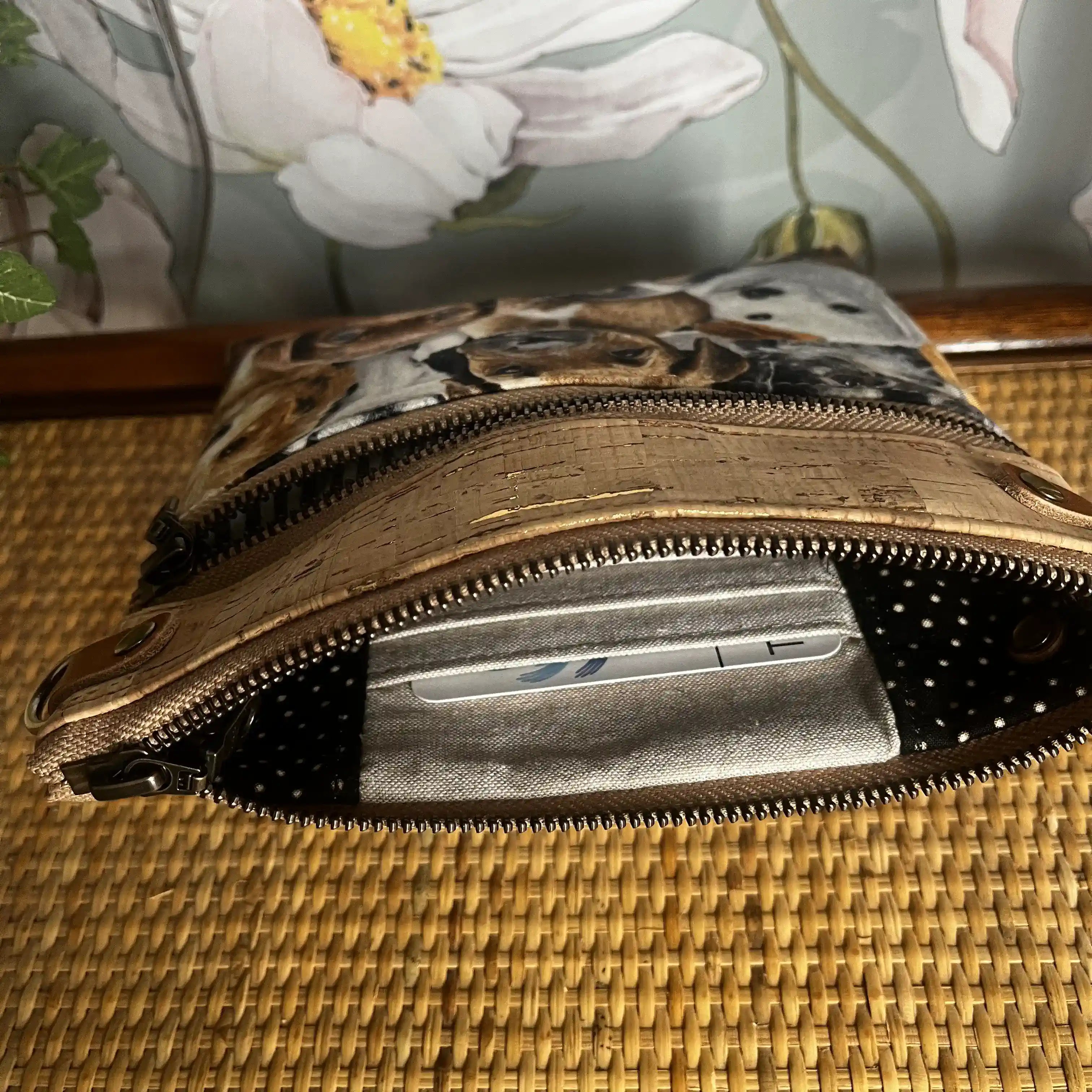 Izzy's Mom Cross Body Bag (Medium) - Adorable Puppies Design with Brushed Antique Finish | Perfect for Everyday Use, Travel, and Casual Outings