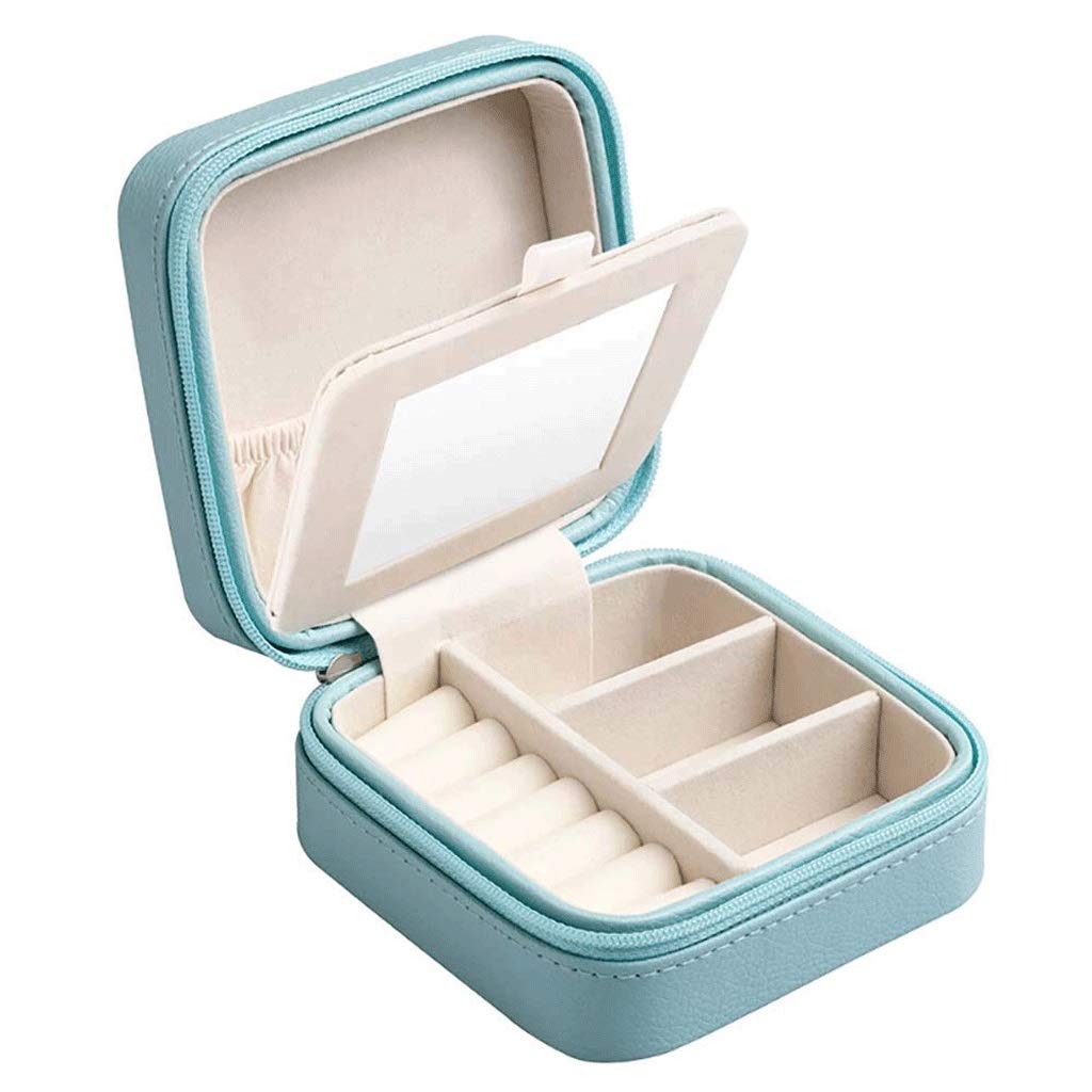 UXZDX CUJUX Small Faux Leather Jewelry Organizer Box - Portable Travel Case for Rings, Earrings & Necklaces - Green Jewelry Storage Display Case - Perfect for Travel, Gifts & Home Organization
