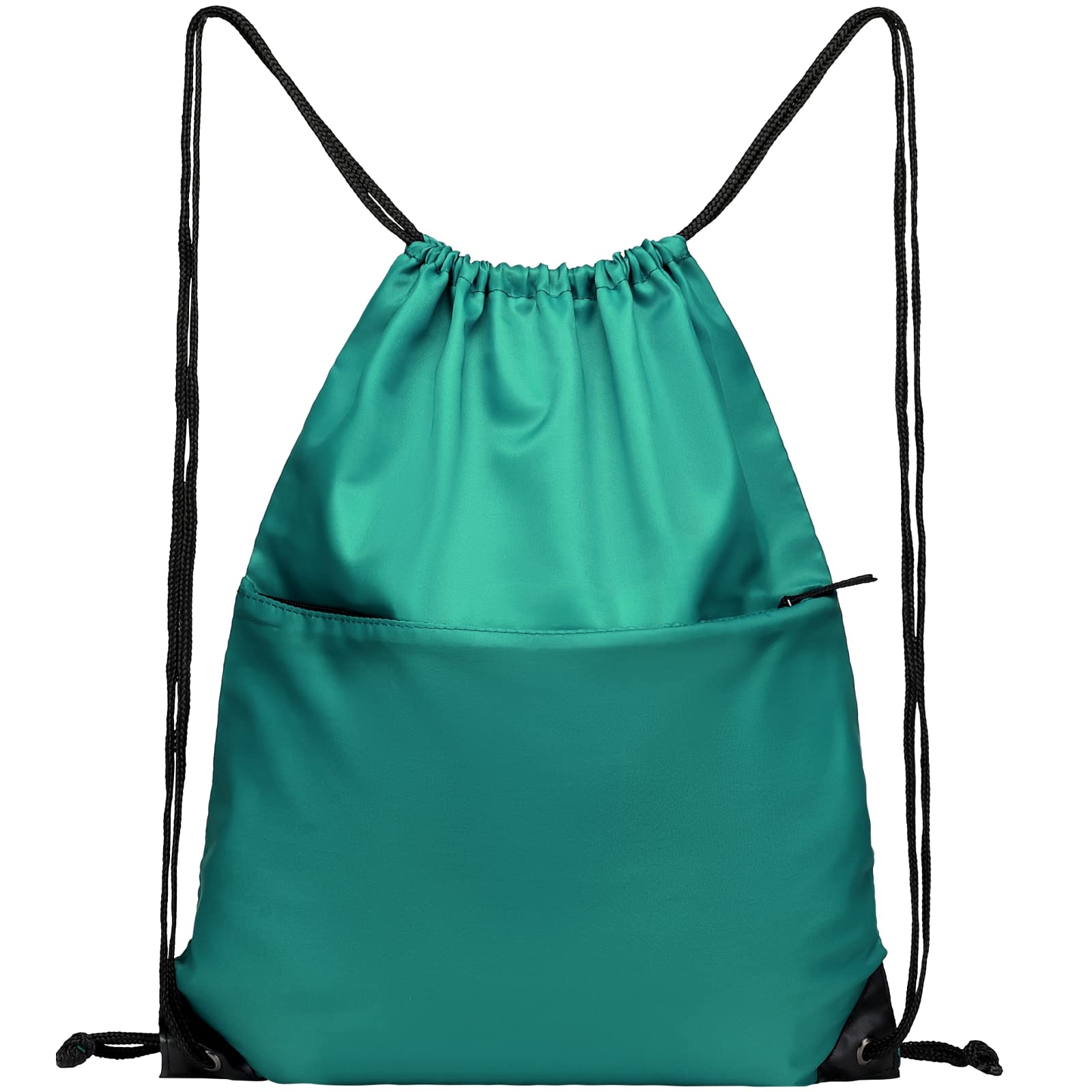 Lightweight Foldable Drawstring Backpack - 210D Nylon Gym Sack with Zipper Side Pocket for Men & Women | Perfect for Sports, Travel, Workout & School (Teal)