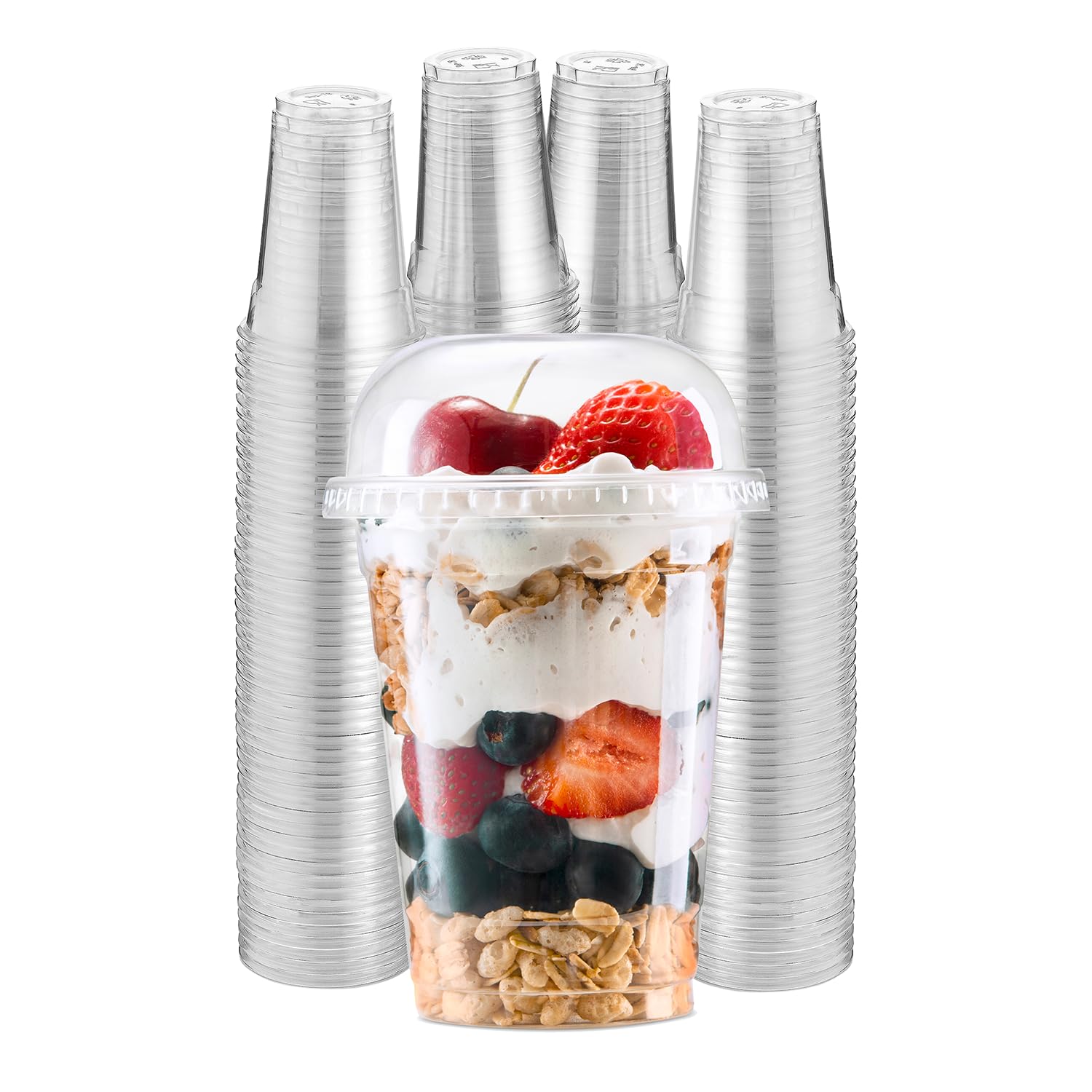 Eco-Friendly 9 oz Clear Plastic Cups with Lids - 100 Pack Disposable Drinking Cups for Iced Coffee, Bubble Tea, Smoothies & Cold Beverages - Perfect for Parties, Picnics & Takeout Drinks