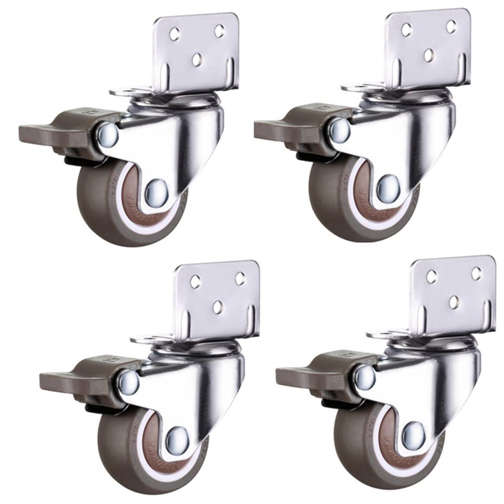 Leadigol 2-Inch Swivel Plate Furniture Casters with Brake - TPE Silent Wheels for Smooth Movement & Stability - Universal Replacement Casters for Chairs, Tables & Cabinets (4-Pack) - Perfect for Home, Office & Dorm Room Furniture Mobility
