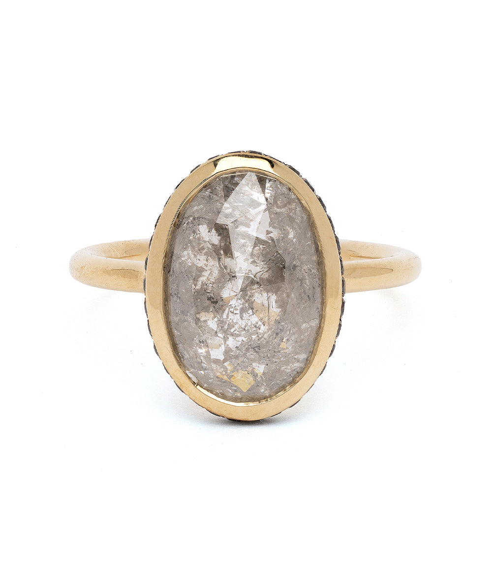 2.5 Carat Salt & Pepper Oval Diamond Engagement Ring for Women - Unique Vintage Style Wedding Band - Perfect for Proposals, Anniversaries & Special Occasions