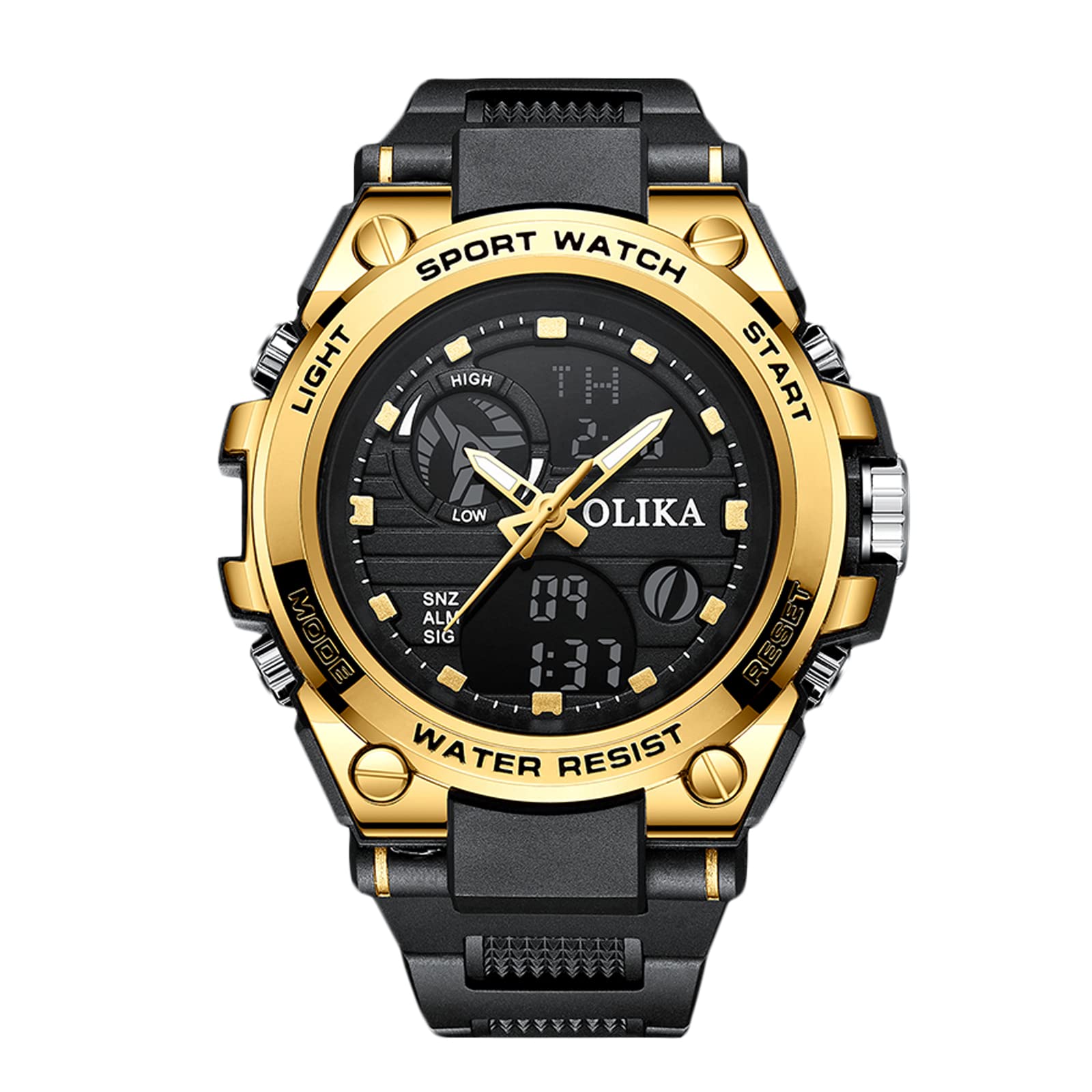 RORIOS Men's Digital Sports Watch - Waterproof Military Watch with Alarm, Timer, Stopwatch & Luminous Display | Durable Wristwatch for Running, Hiking, Outdoor Activities (Black)