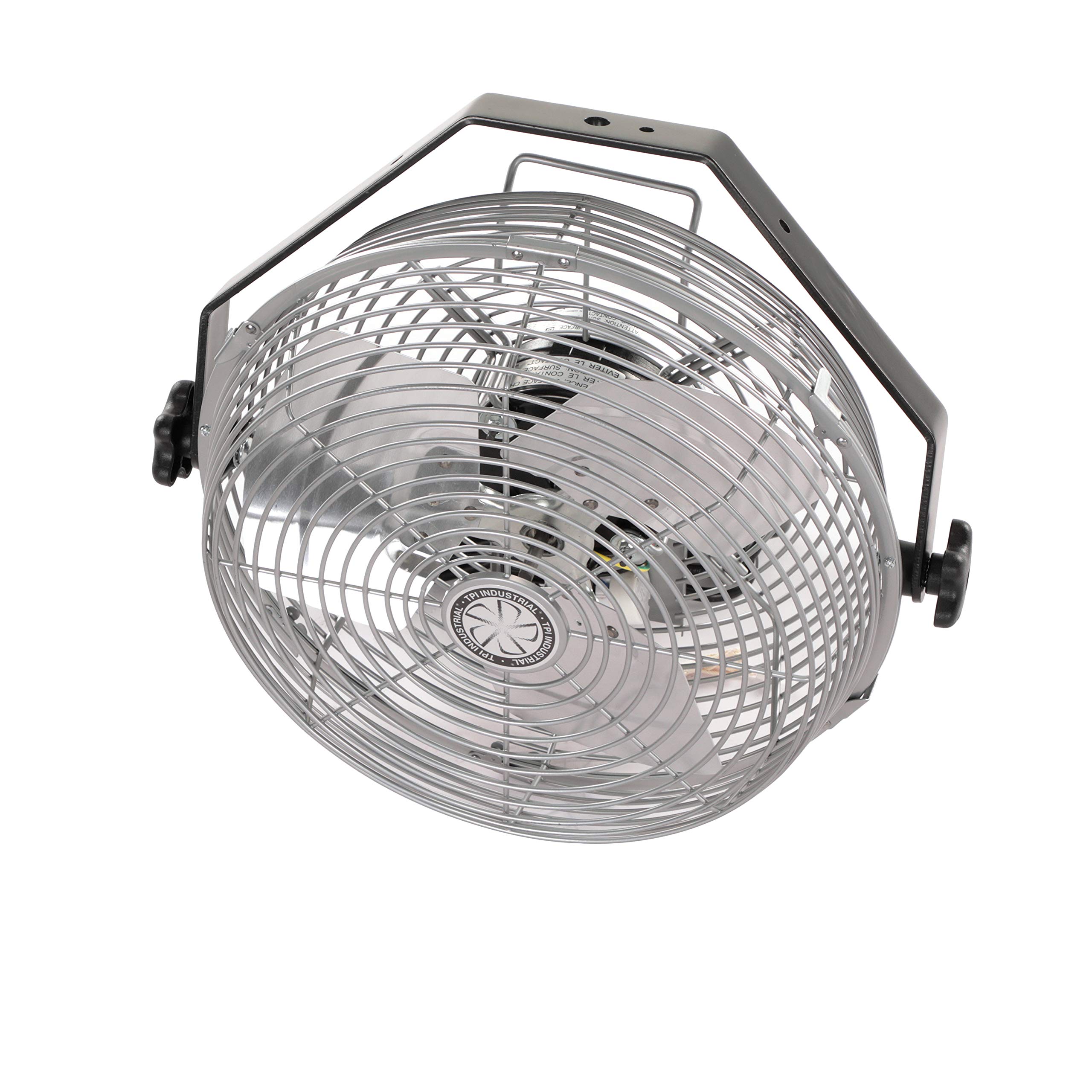 U12-TE Industrial Ceiling Fan - 12 Inch Wall Mount Commercial Fan with 3 Speed Settings, 120V Single Phase Motor - Durable Metal Hanging Fan for Workstations, Warehouses & Factories (Gray)