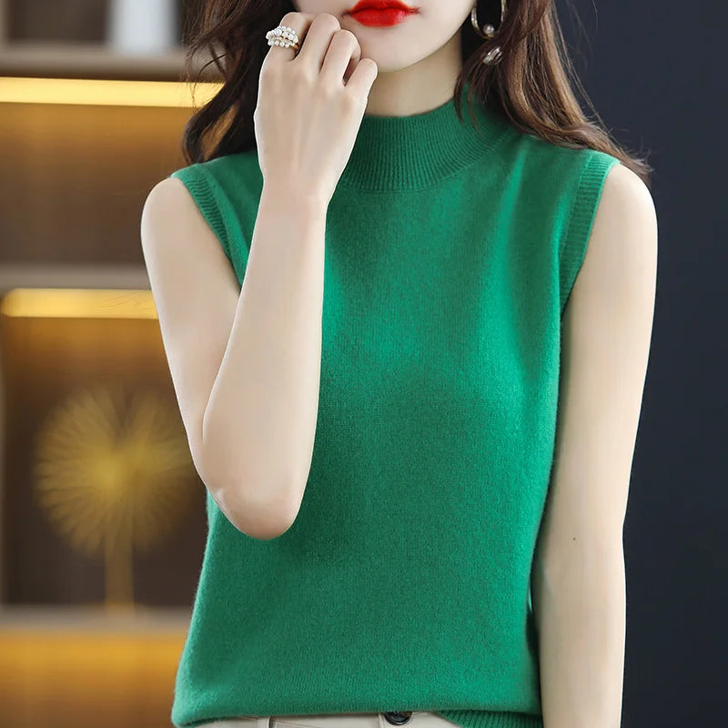 Women's Sleeveless Casual Sweater - Lightweight Summer Knit Top for Layering or Office Wear