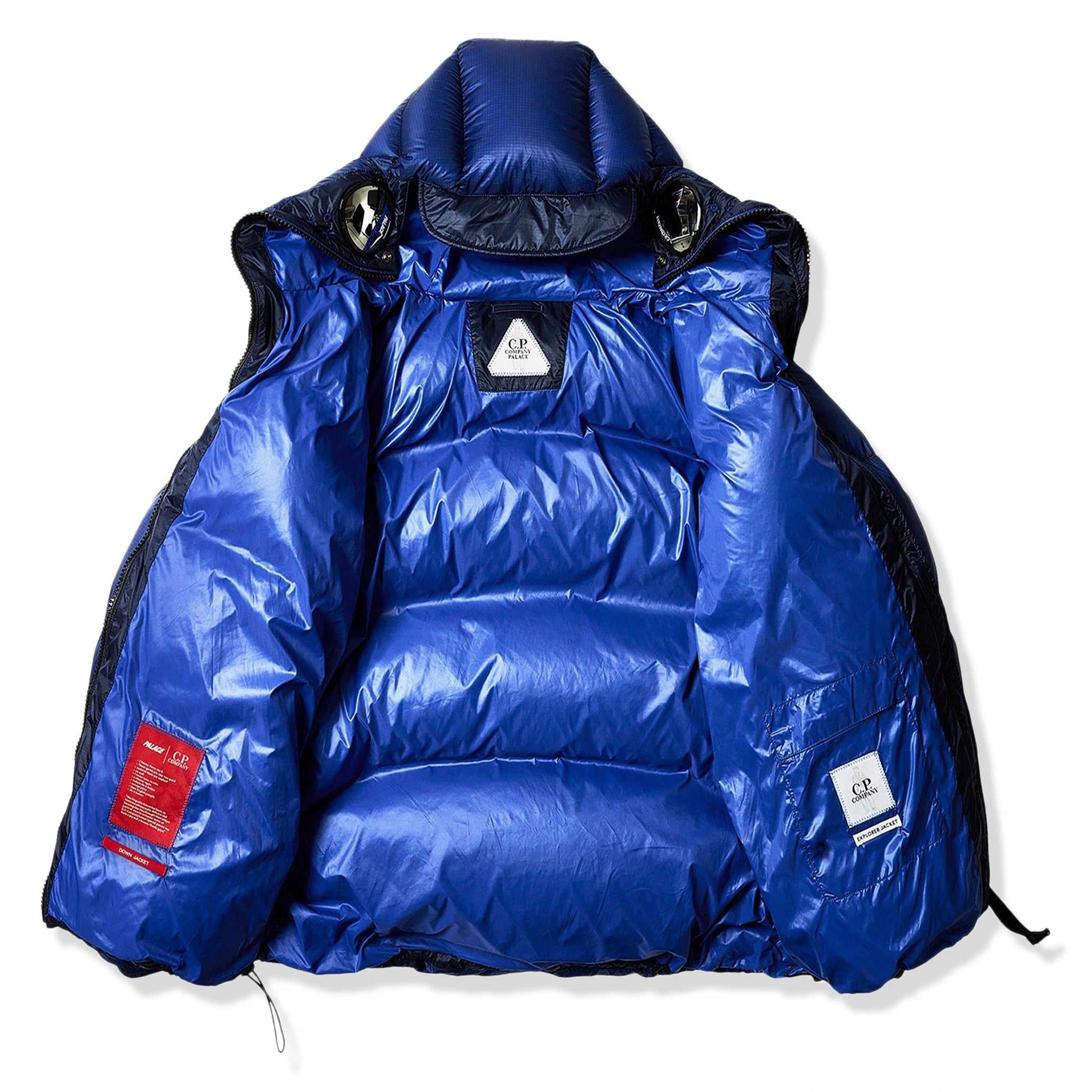 Palace x CP Company Bright Cobalt Puffer Jacket - Men's Winter Coat, Waterproof & Lightweight Down Jacket for Urban Streetwear & Outdoor Activities