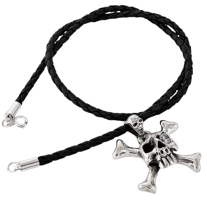 Diamond Eye Crossbones Skull Sterling Silver Pendant Necklace for Men & Women - Gothic Jewelry Gift for Halloween, Punk Fashion & Rock Style