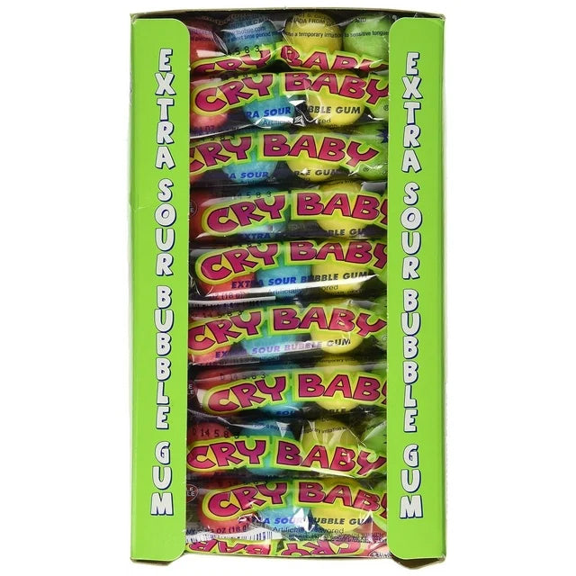 Extra Sour Cry Baby Bubble Gum - 4 Piece Tubes (36 Count Bag) | Fun Party Favors, Halloween Treats & Candy Buffet Supplies