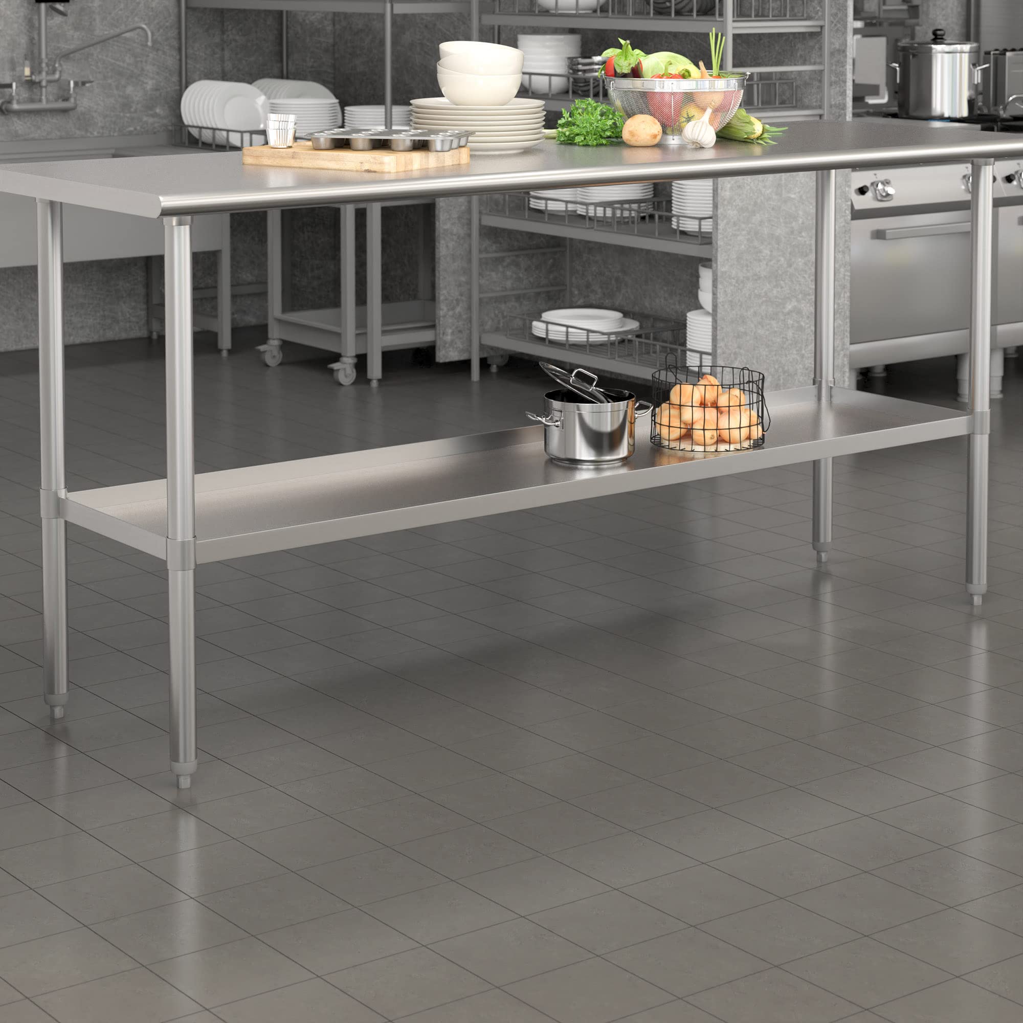 Flash Furniture Woodford Adjustable Galvanized Under Shelf for 30