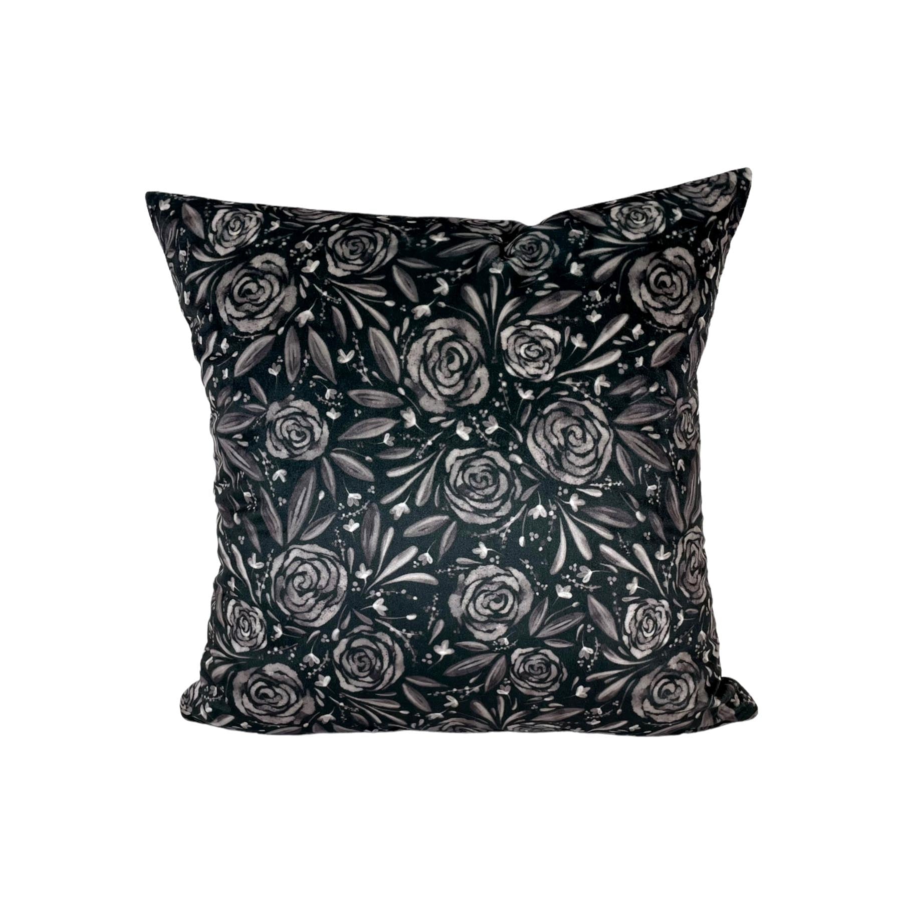 17x17 Black Rose Velvet Throw Pillow - Soft Decorative Cushion for Sofa, Bed & Home Decor
