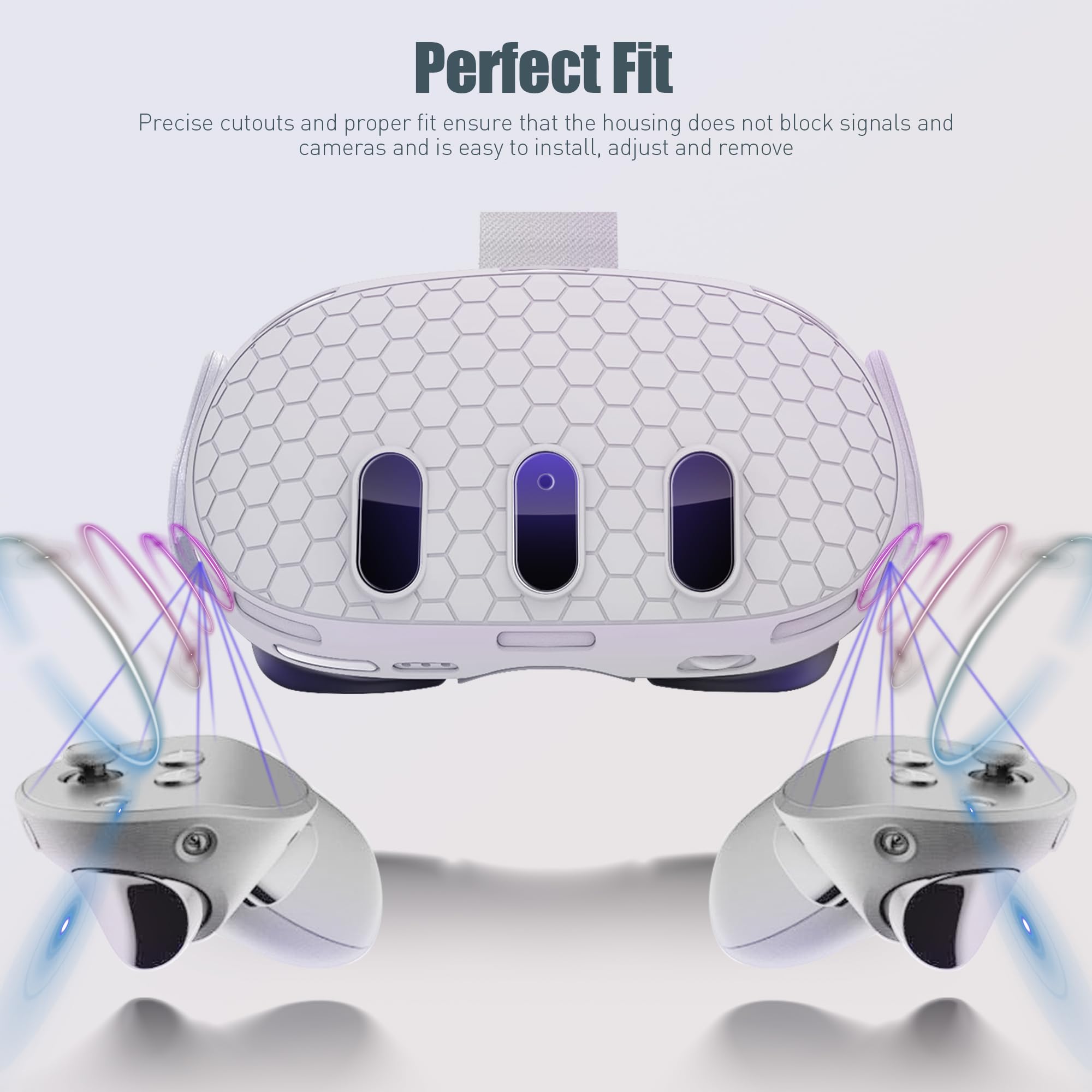 Orzero Soft Silicone Headset Cover for Meta Quest 3 VR Headset - Includes 2 Sets (6 Packs) Tempered Glass Camera Lens Protectors - Anti-Scratch & Shockproof Protection - Perfect for VR Gaming, Fitness & Immersive Experiences - White