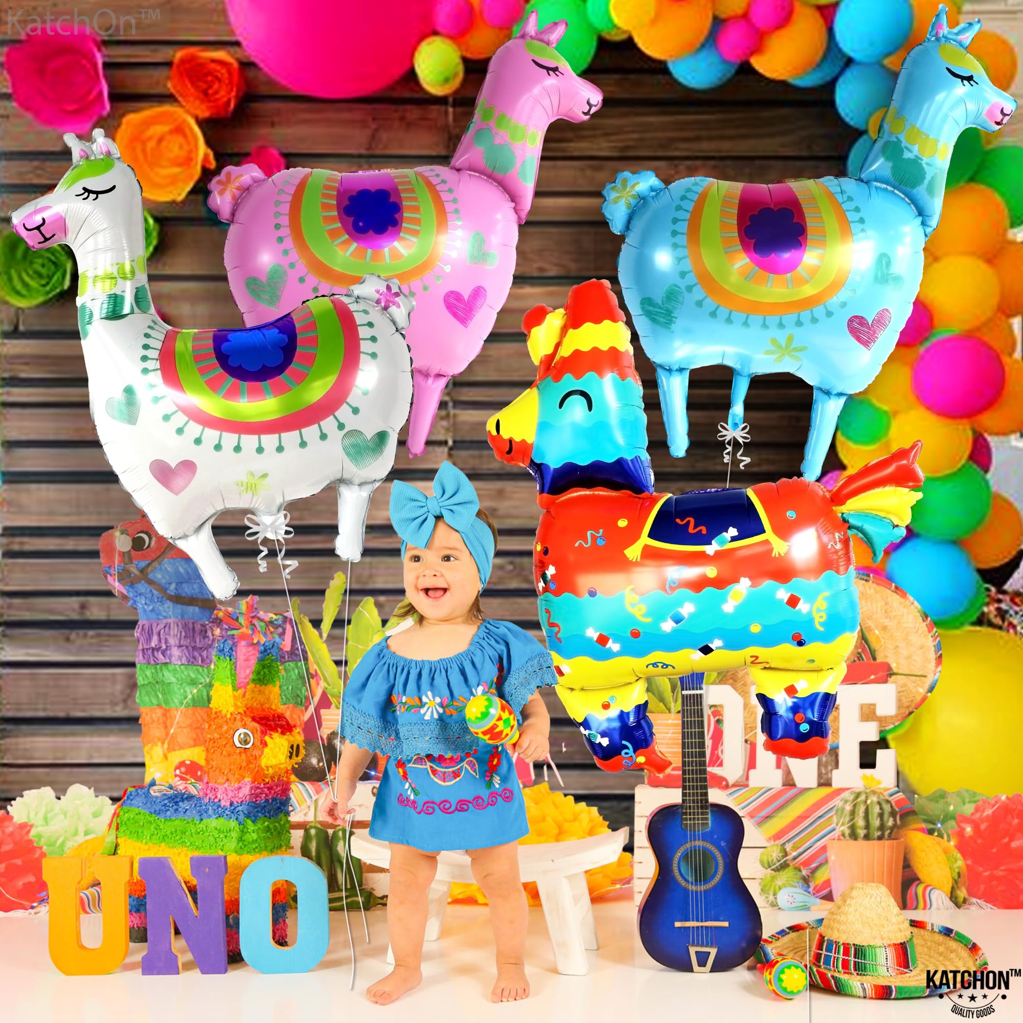 KatchOn 4-Pack Giant 39 Inch Llama Balloons for Birthday Party Decorations | Alpaca Foil Balloons for Fiesta Party Supplies | Perfect for Baby Showers, Gender Reveals & Graduation Celebrations
