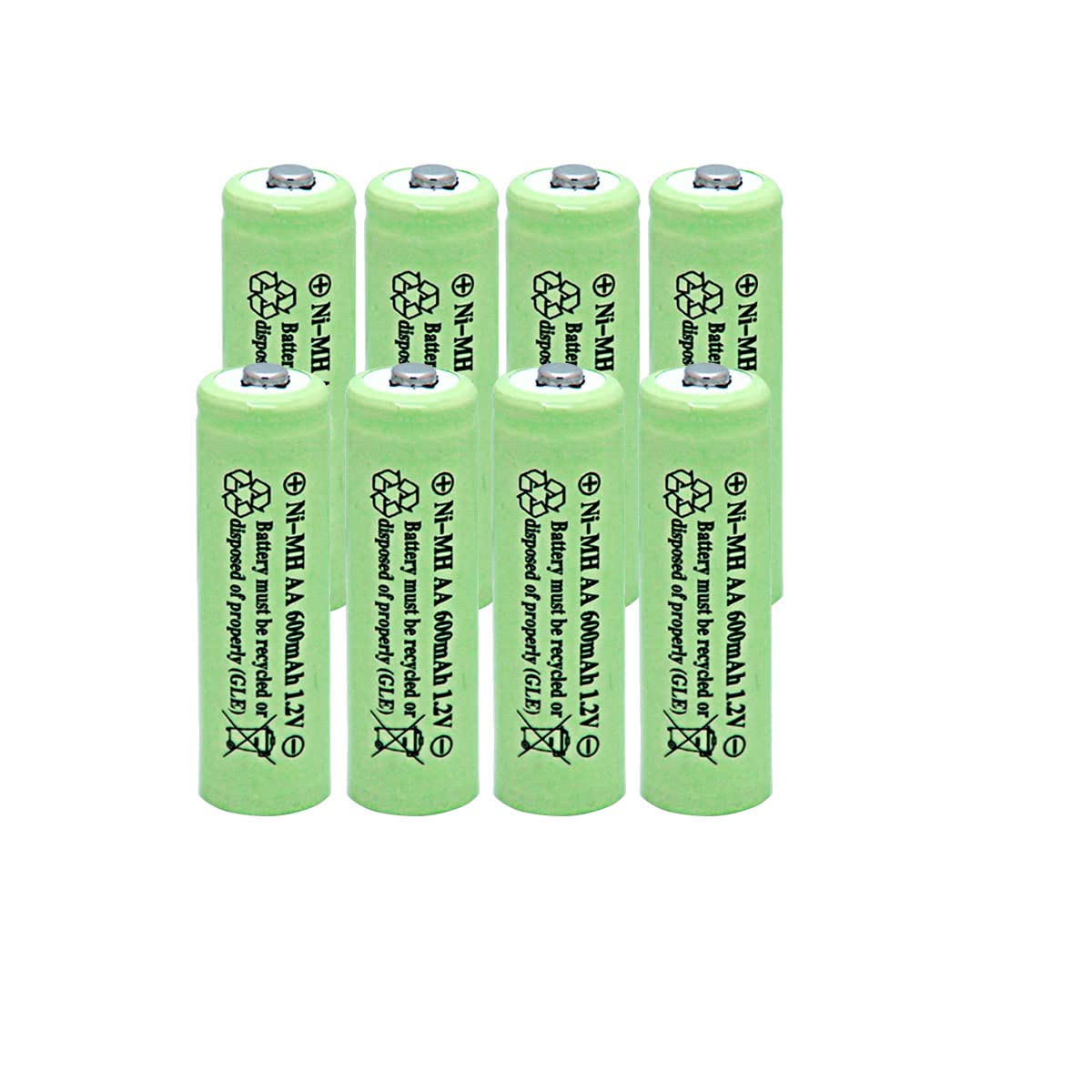8 Pack NiMH AA 600mAh 1.2V Rechargeable Batteries - High Performance for Solar Lights, Garden Lights, Remote Controls, Computer Mice - Perfect for Outdoor & Indoor Use