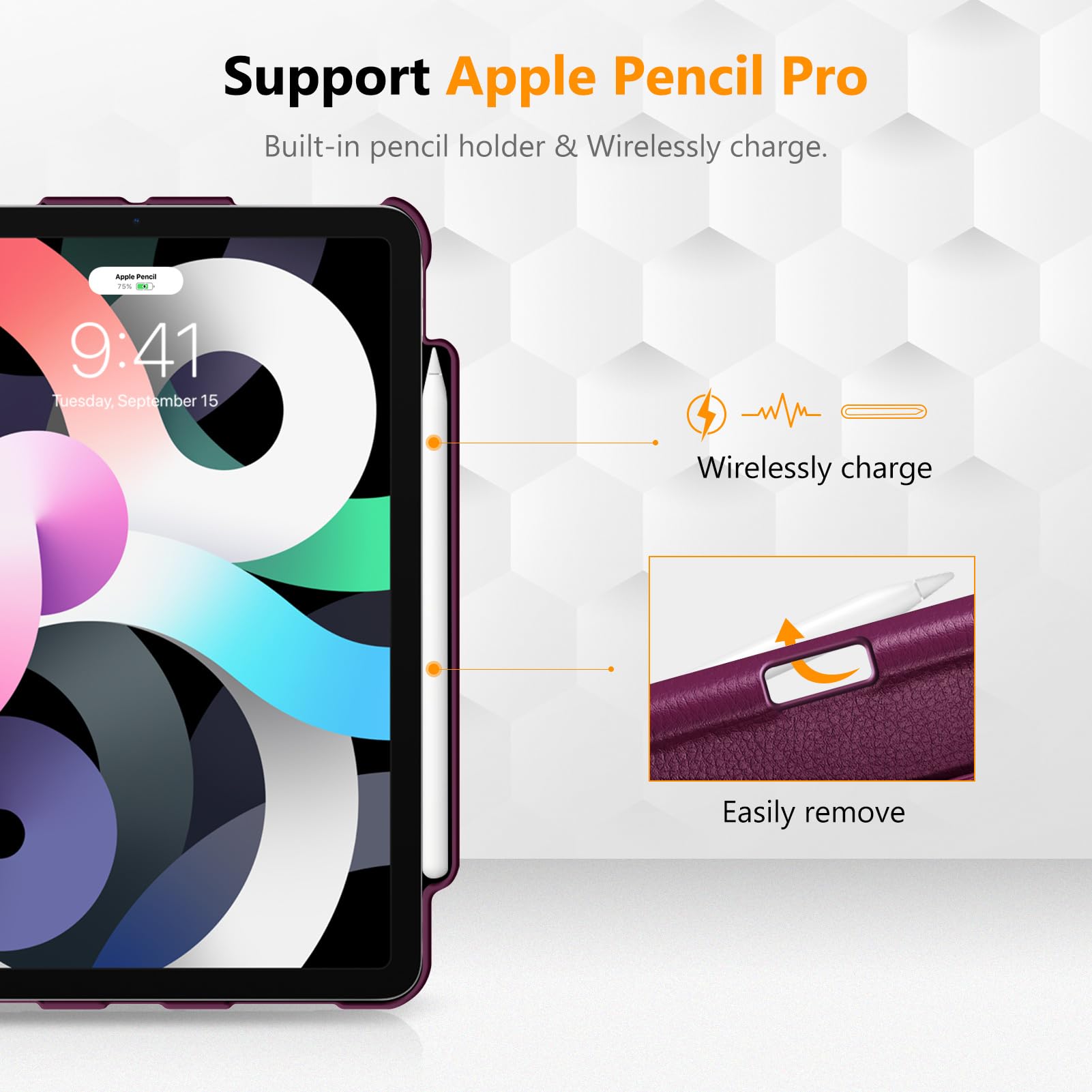 FINTIE 360° Rotating Protective Case for iPad Air 11 inch (2025/2024 M3/M2) & iPad Air 5th/4th Gen (2022/2020) - Adjustable Stand Cover with Apple Pencil Holder, Purple | Perfect for Work, Study & Entertainment