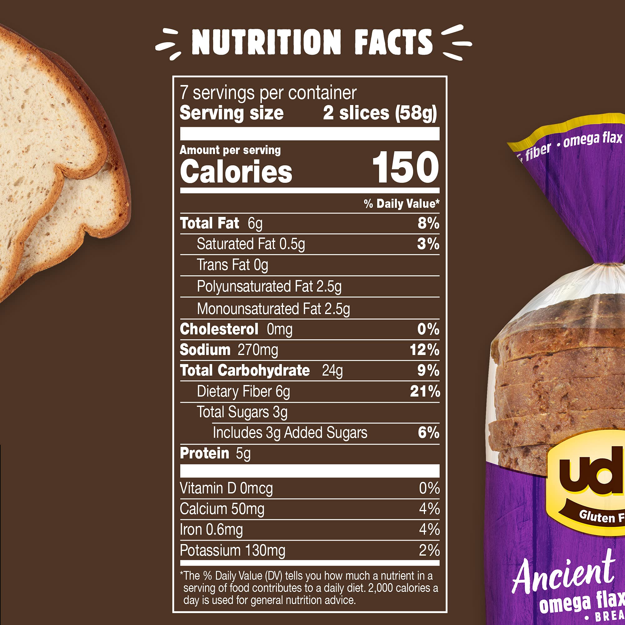 Udi's Gluten Free Soft Sandwich Bread - Ancient Grain Omega, Sliced 14.2 oz Loaf | Healthy Wheat-Free Alternative for Sandwiches, Toast & School Lunches