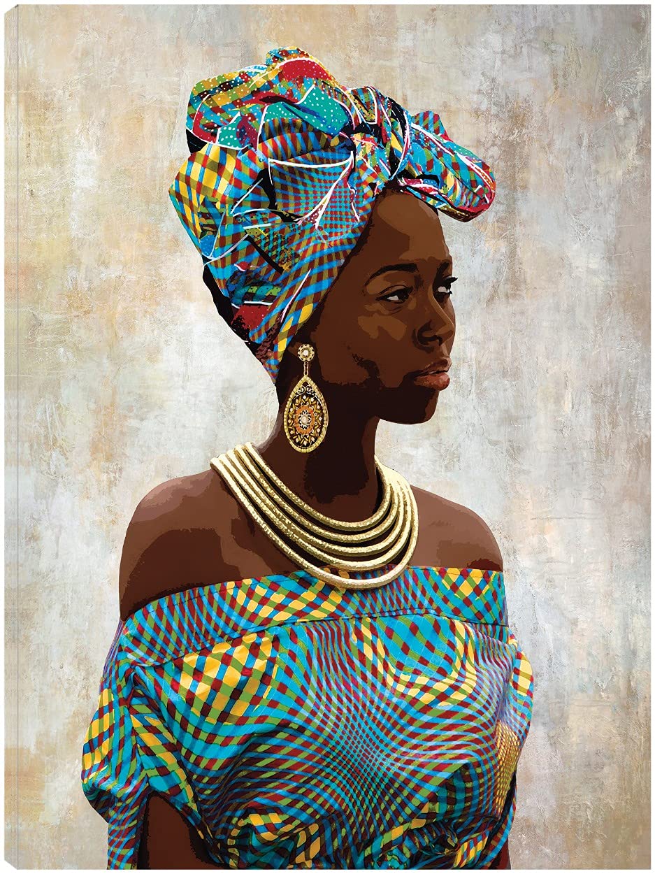 Chic Asha Portrait Canvas Wall Art by Mark Chandon - Modern Fine Art Painting for Living Room, Bedroom, Office Decor - Ready to Hang 35x46 Inch - Perfect for Home, Dining Room & Bar Wall Decor
