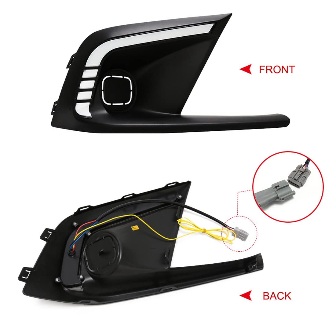 2021-2022 Honda Civic LED Daytime Running Lights (DRL) with Sequential Turn Signal - Tri-Color Fog Lights & Bezel + Wiring Harness - Upgrade for Enhanced Visibility & Style
