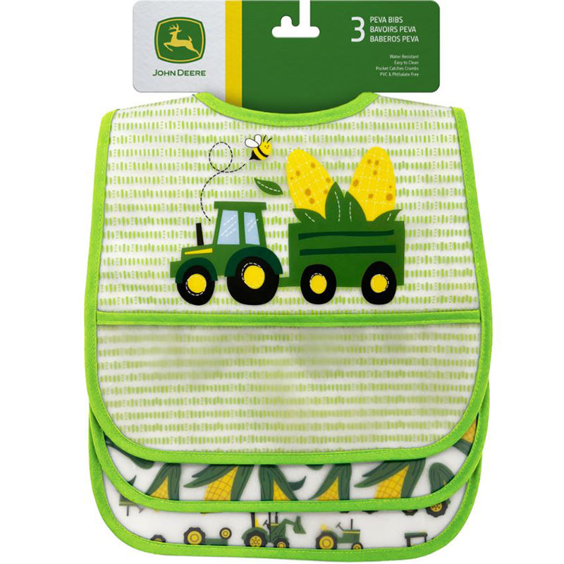 3 Pack PEVA Waterproof Baby Bibs - Soft & Adjustable for Toddlers - Ideal for Feeding, Mealtime, and Messy Play - J4A174GN