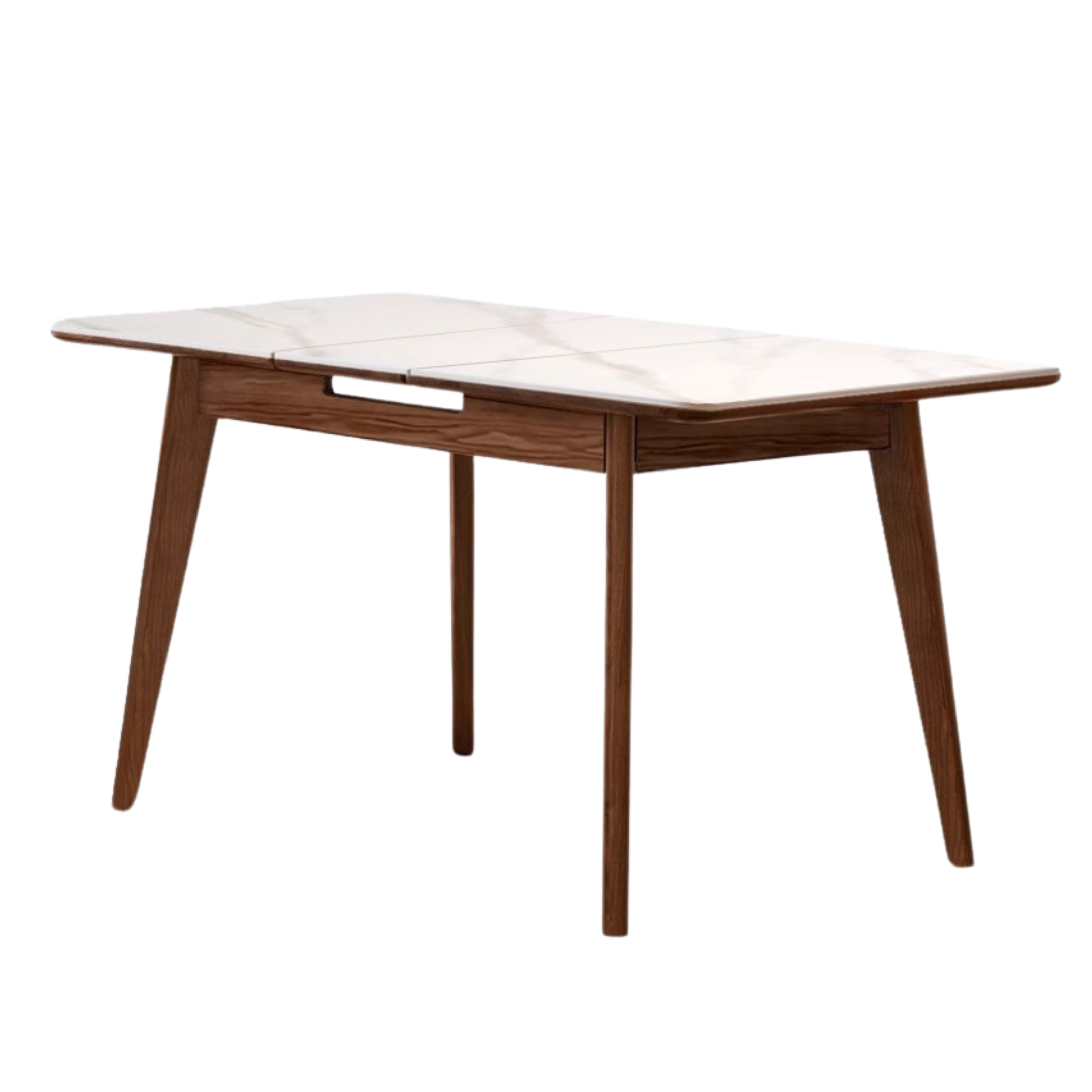 47.2-59x31.4x29.9 inch / 120-150x80x76.3cm / walnut color / Ach fish belly white rock board retractable dining table