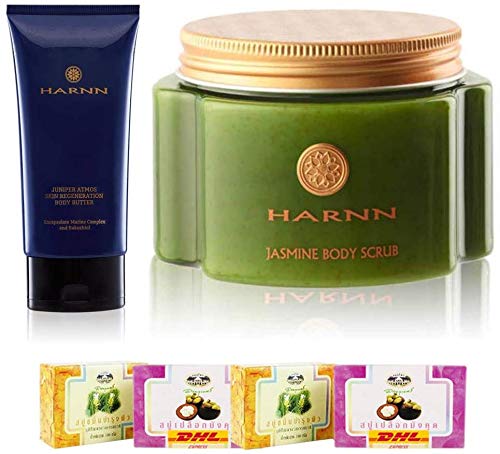 HARNN Juniper Atmos Skin Regeneration Body Wash & Jasmine Natural Body Scrub 200ml Set - Watsons Exclusive A41 | DHL Express Shipping | Free Tomato Facial Mask Included | Perfect for Spa Day & At-Home Skincare Routine