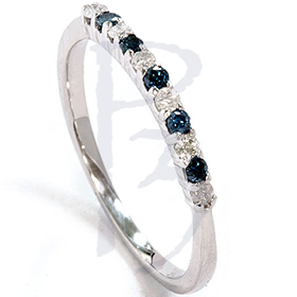 1/4 Carat Blue & White Diamond Anniversary Ring - 14K White Gold Engagement Band for Women - Perfect for Weddings, Anniversaries & Special Occasions
