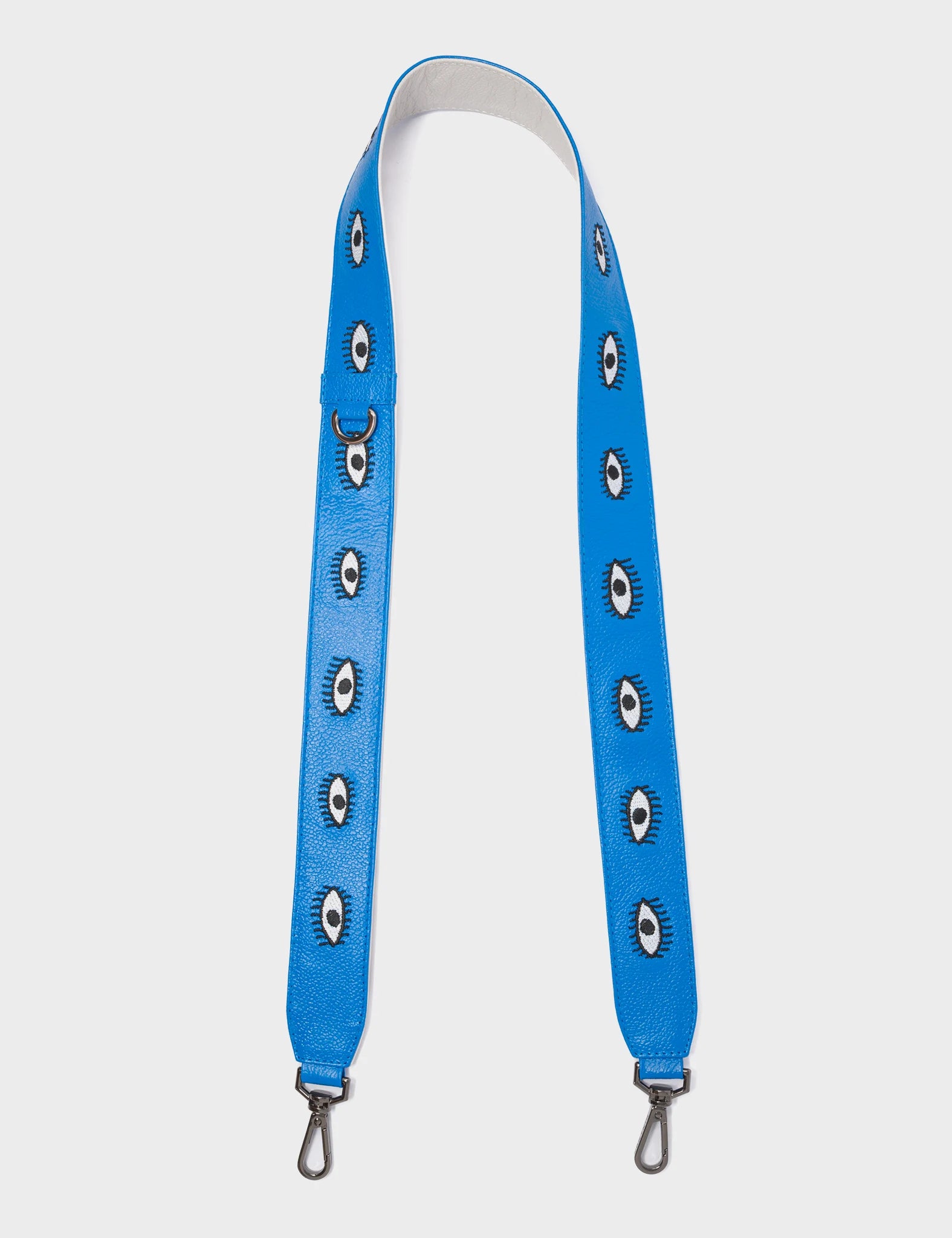 Detachable Ibiza Blue Leather Shoulder Strap with All Over Eyes Embroidery - Perfect for Handbags, Totes & Crossbody Bags Fashion Accessory