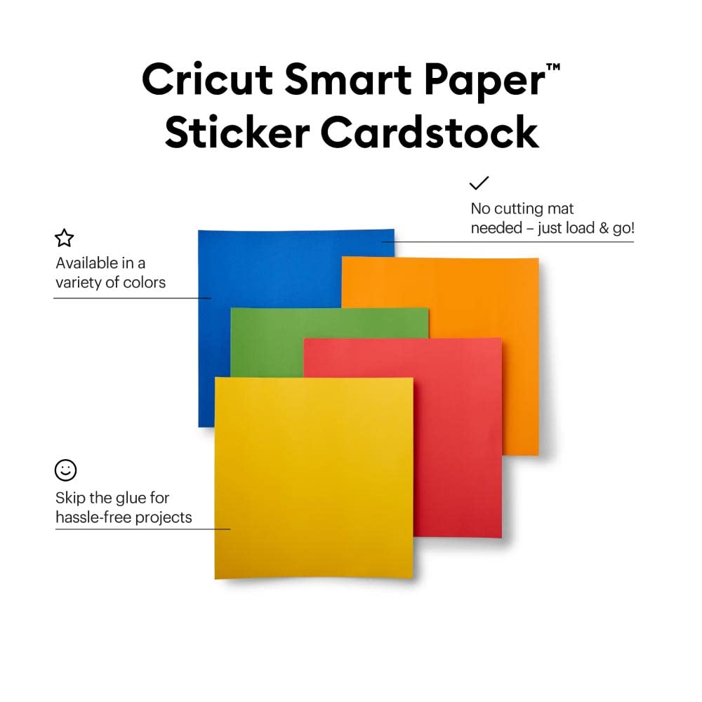 Cricut Smart Paper Sticker Cardstock - 10 Sheets of 13x13 Inch Adhesive Paper for DIY Stickers - Compatible with Cricut Explore 3 & Maker 3 - Bright Bow Design - Perfect for Scrapbooking, Card Making & Craft Projects
