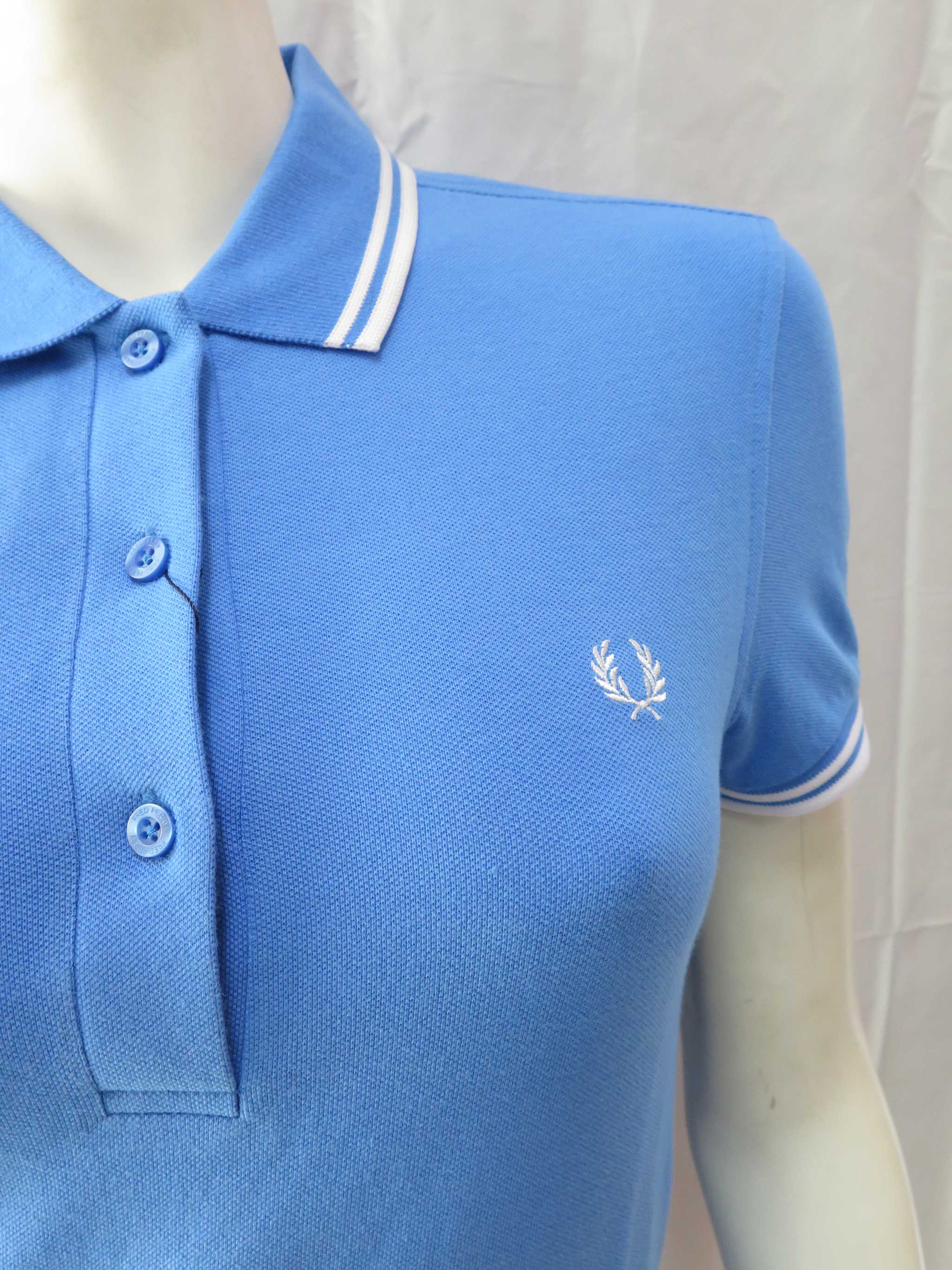 Fred Perry Women's Twin Tipped Shirt - Vibrant Blue & White Striped Polo for Casual Wear & Tennis Outfits | Perfect for Summer Fashion & Club Events