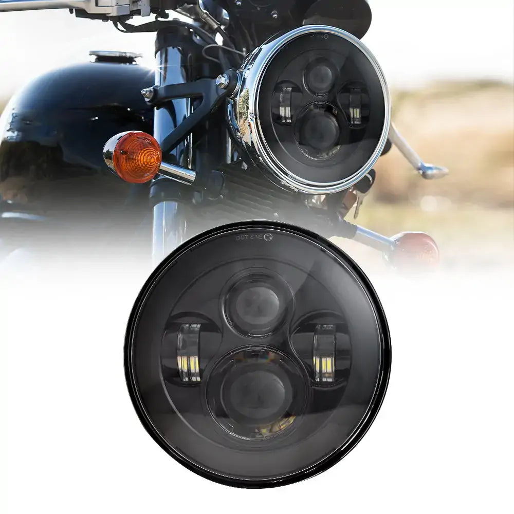 LOYO 7 LED Harley Headlight with Halo Ring - DOT Approved Motorcycle Headlamp for Harley Davidson - Bright LED Light for Night Riding & Custom Bike Upgrades