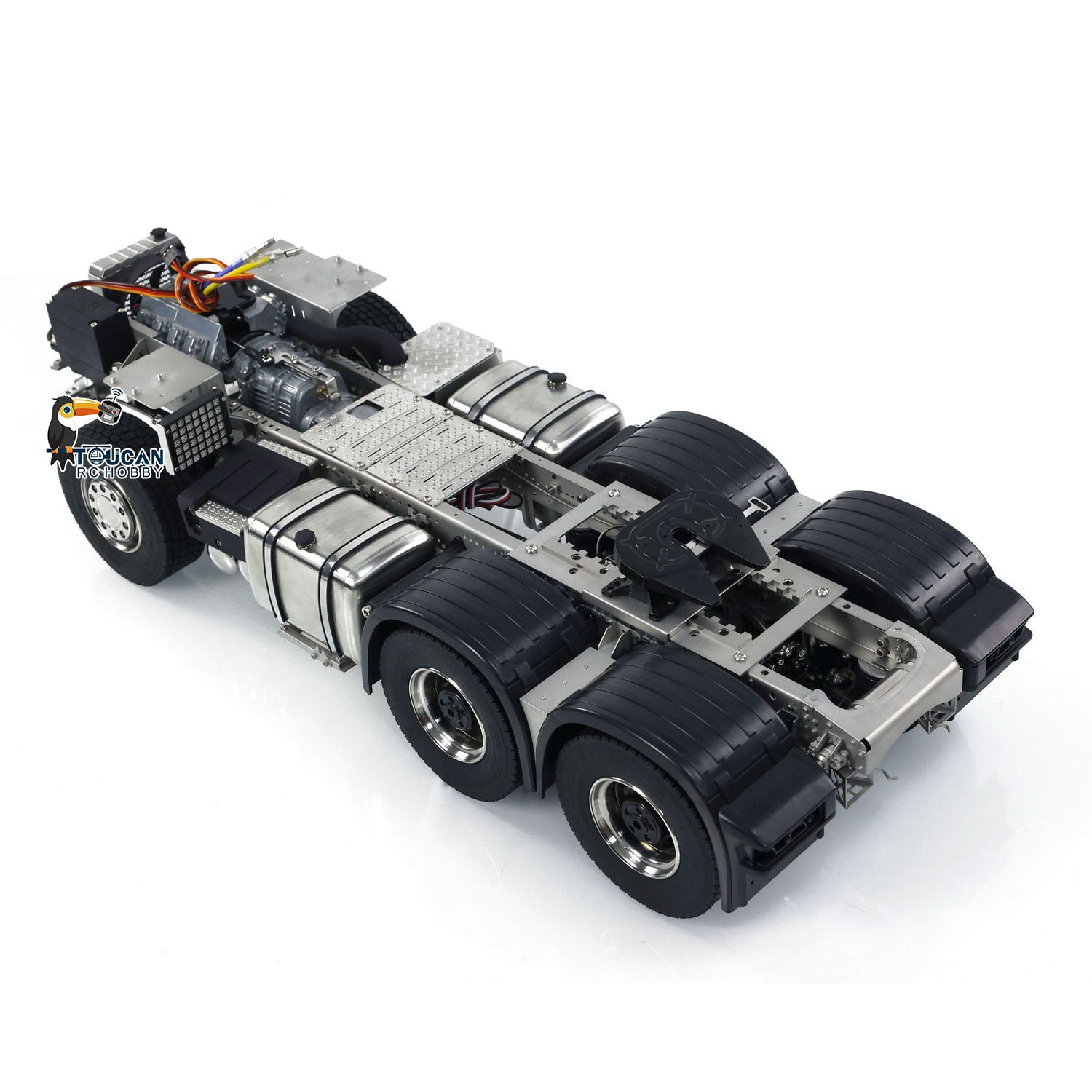 1/14 Scale RC Tractor Truck Metal Chassis for 770S Model - 3-Speed Transmission, LED Light & Sound System, Liftable Rear Axle (Assembled/Unpainted) - Perfect for RC Truck Racing, Off-Roading & DIY Customization