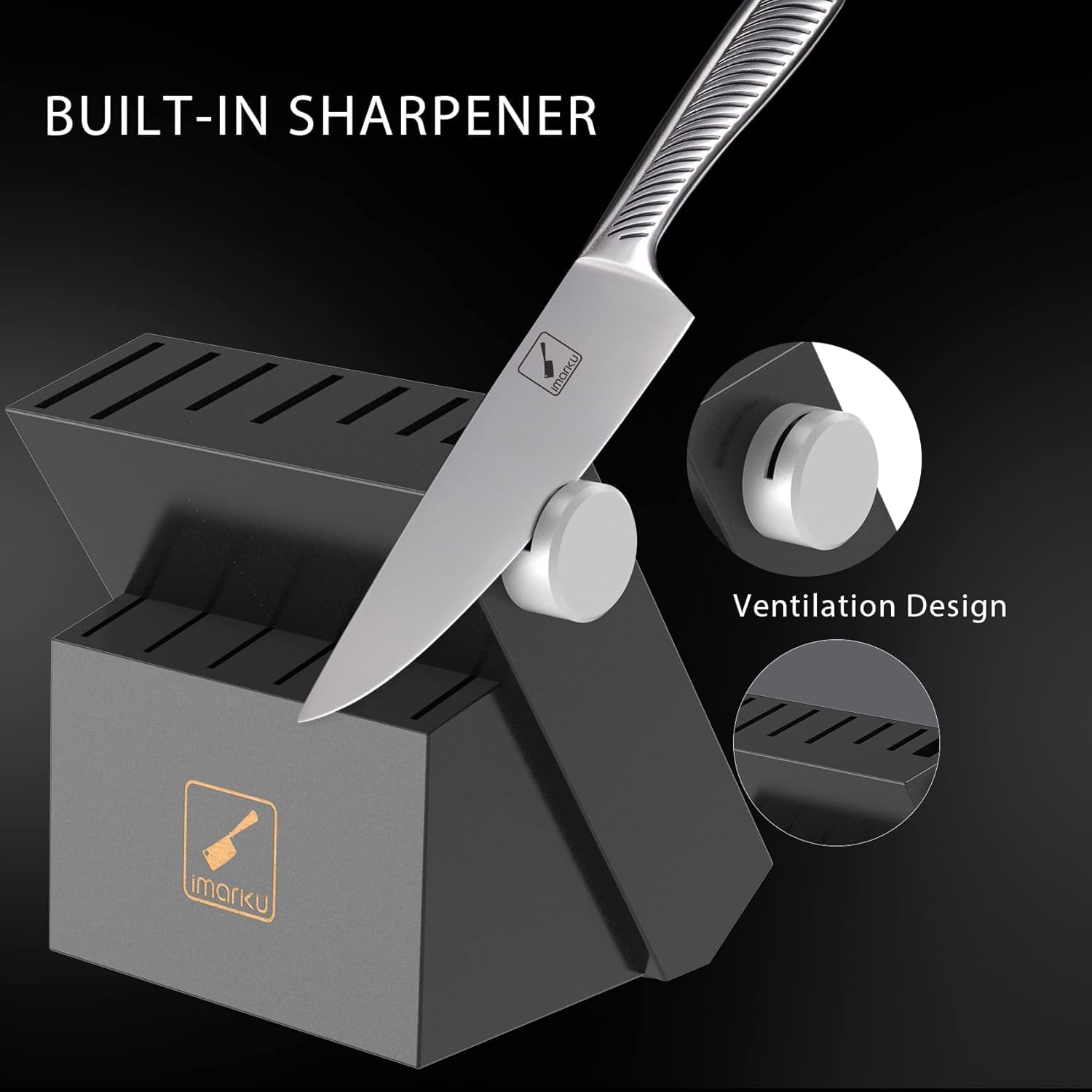 **Imarku 14-Piece High Carbon Stainless Steel Knife Set with Block - Professional Kitchen Knives for Chefs, Dishwasher Safe & Ergonomic Handle - Perfect for Cooking, Slicing, Dicing & Meal Prep**